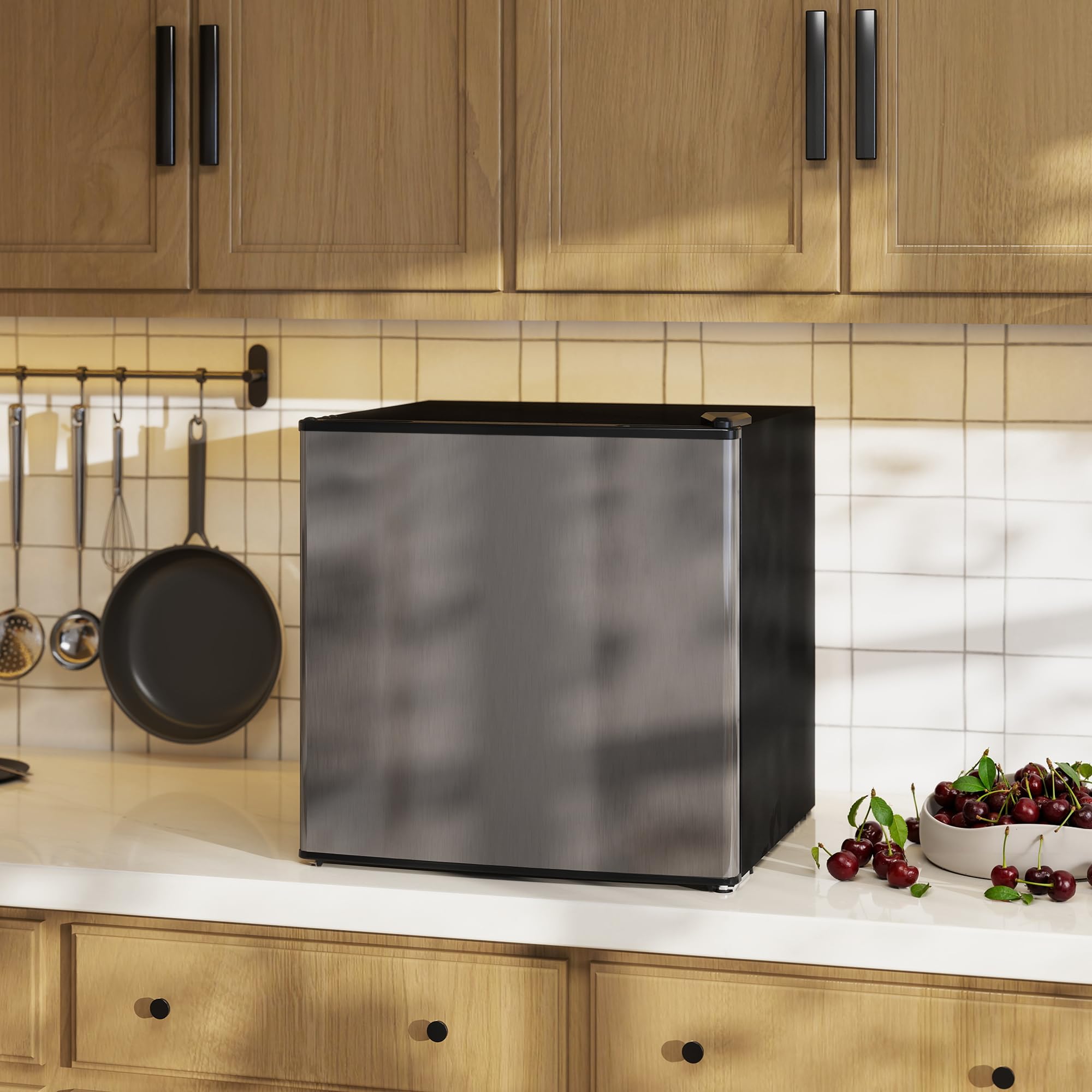 HOMCOM Réfrigérateur congélateur 46 L, mini frigo 41,5L+4,5L, silencieux, porte réversible, argenté
