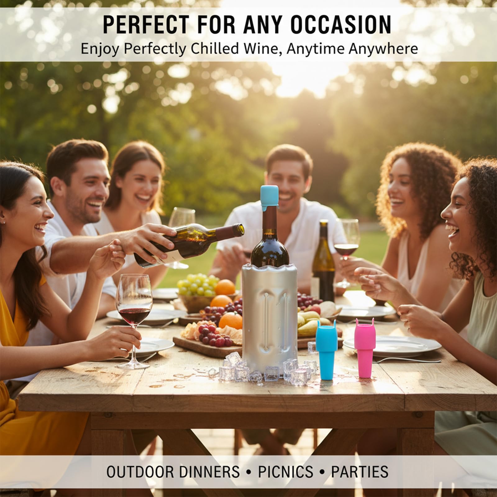 Wine Bottle Cooler Sleeve, Reusable Ice Wine Chiller for 750ml Bottles, Flexible Gel Ice Pack, Keep Wine Cold for Travel, Picnic Party — Amazon image 8