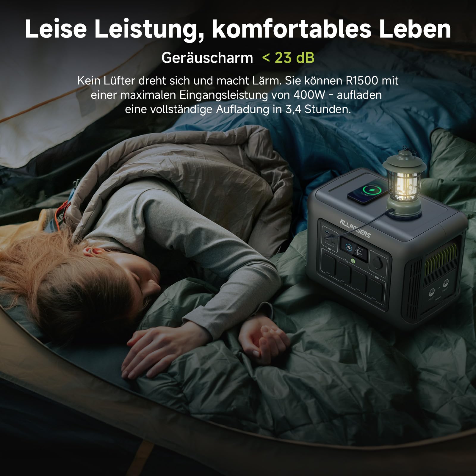 ALLPOWERS R1500 Generator solarny 1152 WH, przenośna stacja zasilania, 4 x 230 V, 1800 W wyjście AC i PD 100 W USB-C, szybkie ładowanie, mobilne zasilanie do przyczep kempingowych i jako awaryjny