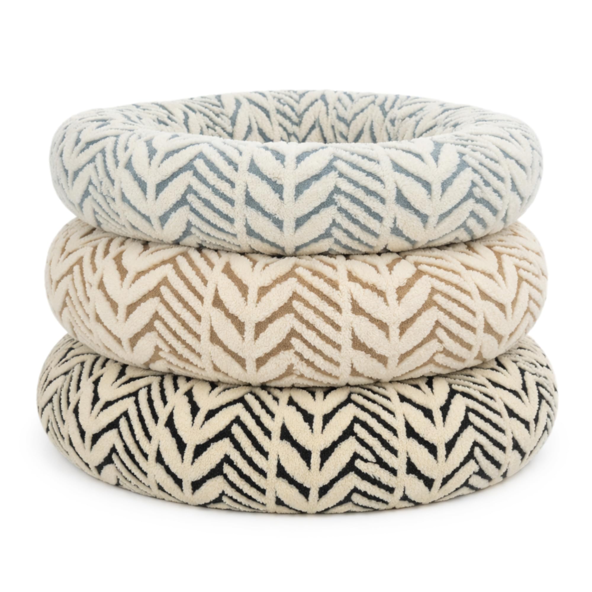 Donut Hundebett mit Namen Anti Stress Rund, Beruhigendes Hundekissen für Kleine und Große Hunde, Weiches Kuschelbett mit Erhöhtem Rand, Waschbar & rutschfest (Grau, XXL)
