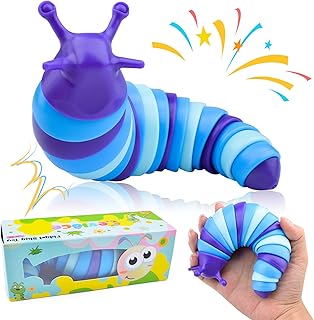 Cevioce Sensory Slug Fidget Toys,Fidget Slug Toys for Adults & Kids Party Favors,1Pc Cute Autism Sensory Toys for Autistic Children,Toddler Toys Age 1+,Travel Toys for 1+ Year Oldï¼ˆBlueï¼‰