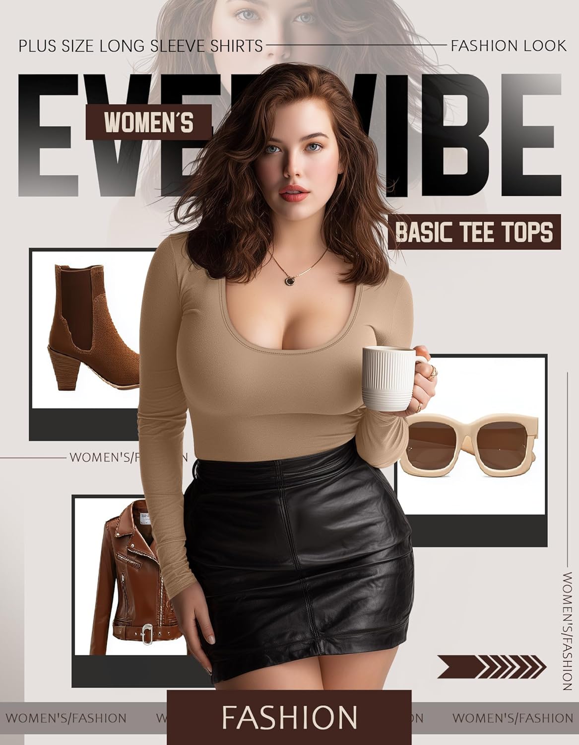 4 Pack Women's Plus Size Long Sleeve T-Shirts Scoop Neck Basic Tees Tops Casual Slim Fit Base Layer Undershirts - Image 6