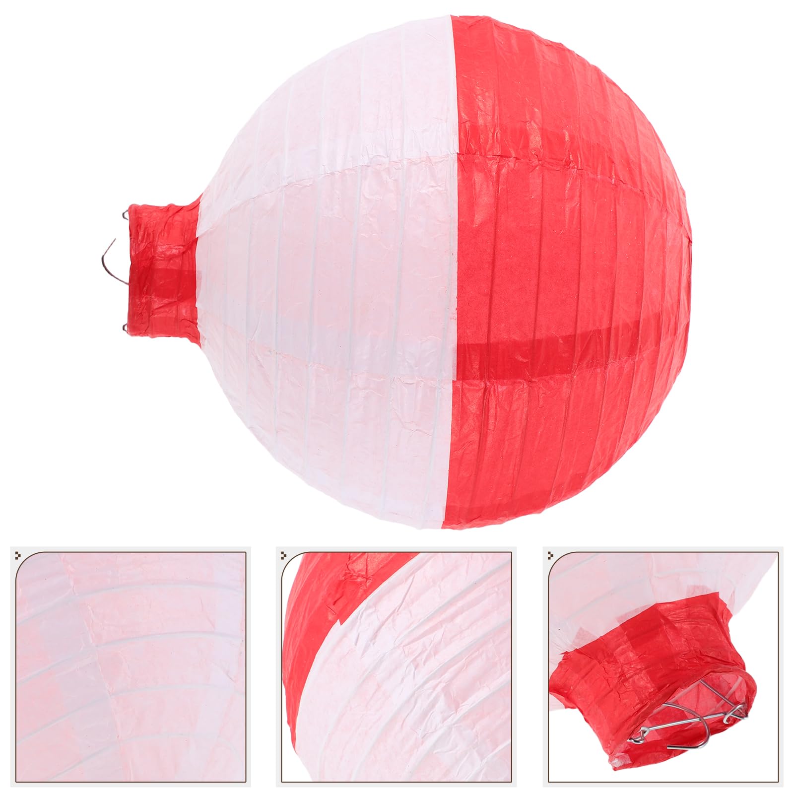 LOGOFUN 4PCS Ocean Themed Fishing Buoy Lanterns Paper Hanging Lamp Decor for Children Birthday Sea Party Decorations Favors - 8in White Red