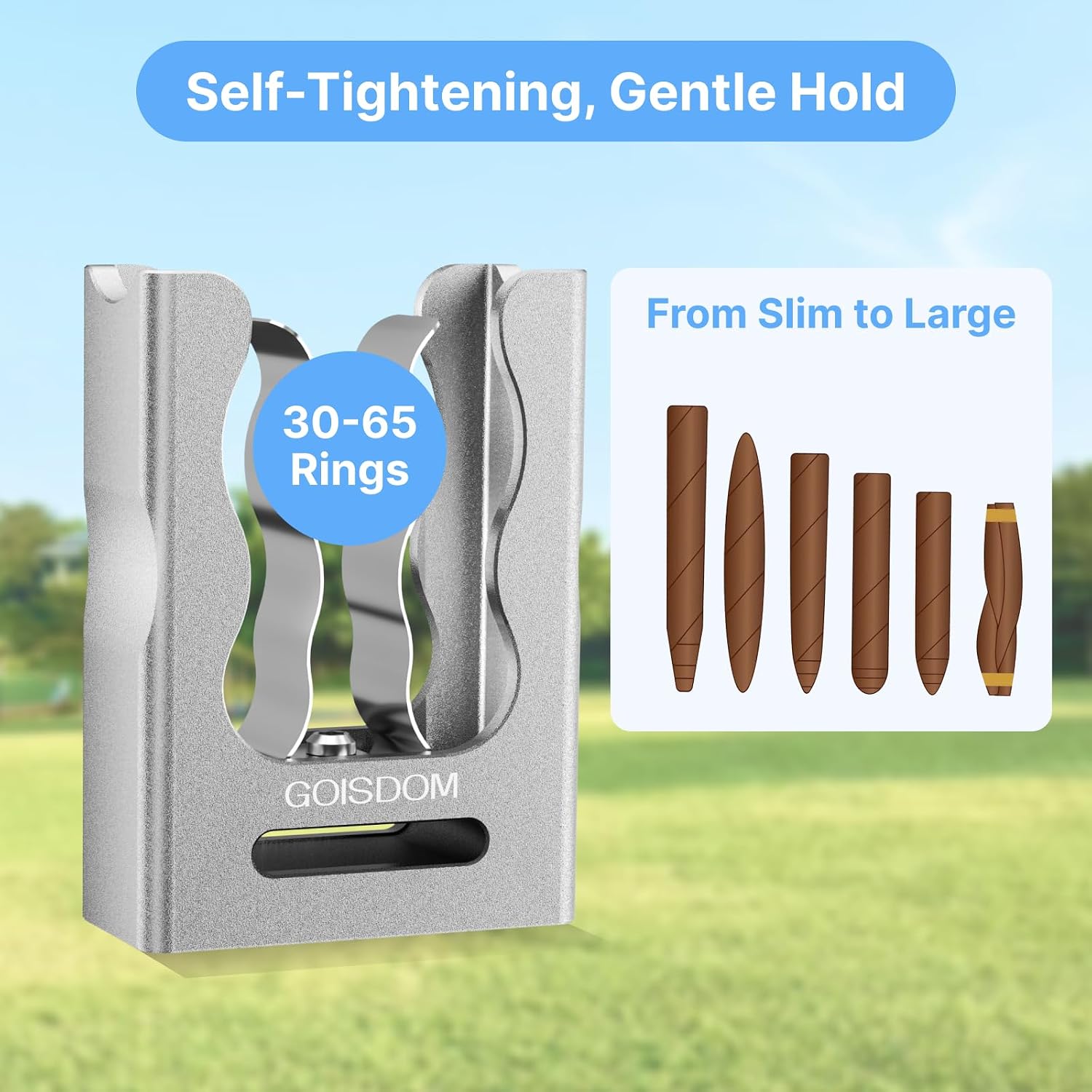 Cigar Holder for Golf Cart,Strong Magnetic Cigar Holder-Ideal Golf Cart Accessory,No Damage Cigar Wrapper,Aluminum Alloy,Loop Strap,Golf Cart Accessories & Gift for Golfers,Cigar Lovers-Silver