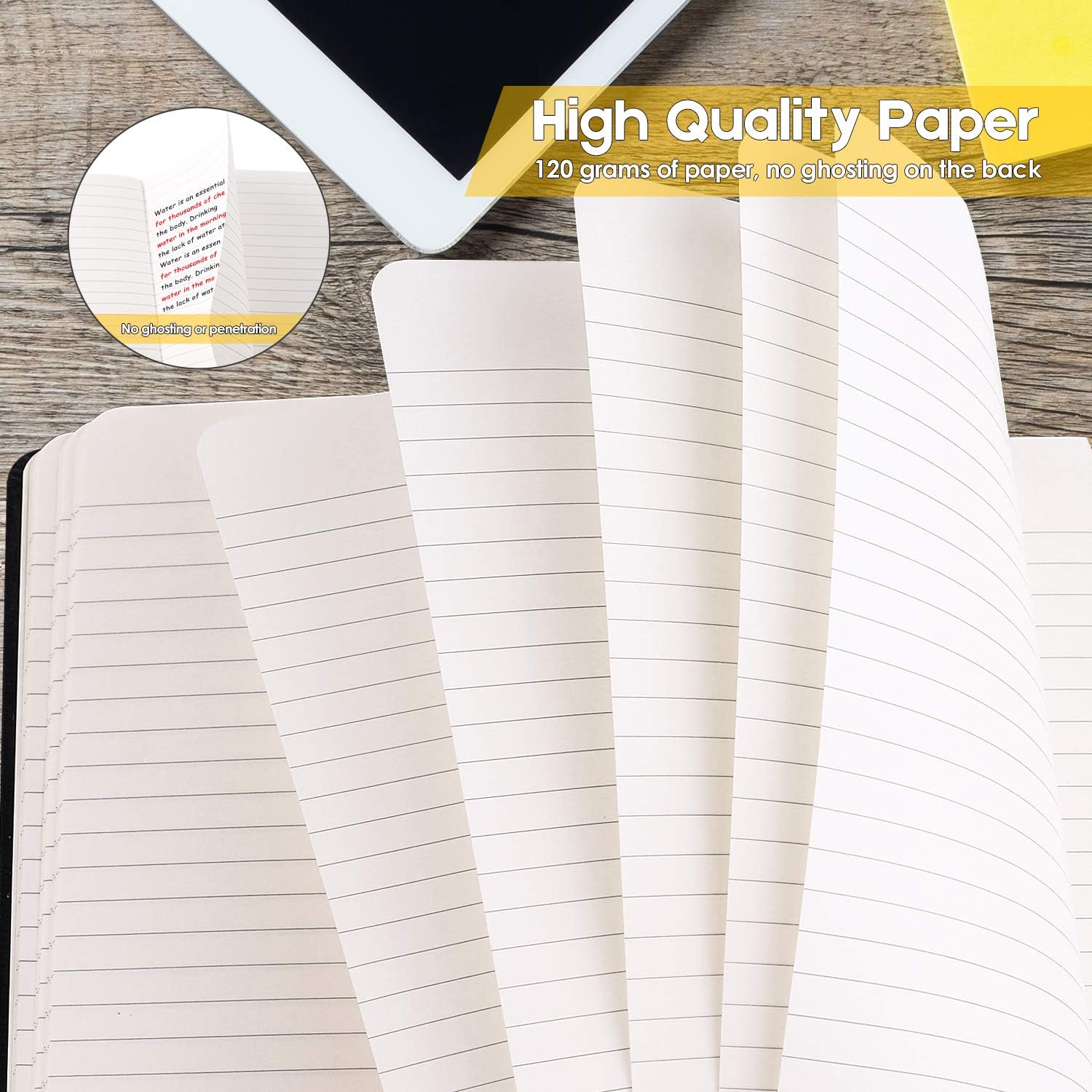 2-Pack Pocket Notebook Journal Notepad 3.5" x 5.5", Ruled/Lined, Small Notebook Hardcover Mini Journal with Pen Holder, Premium 120Gsm Thick Paper, Elastic Closure, Bookmark, Inner Pocket