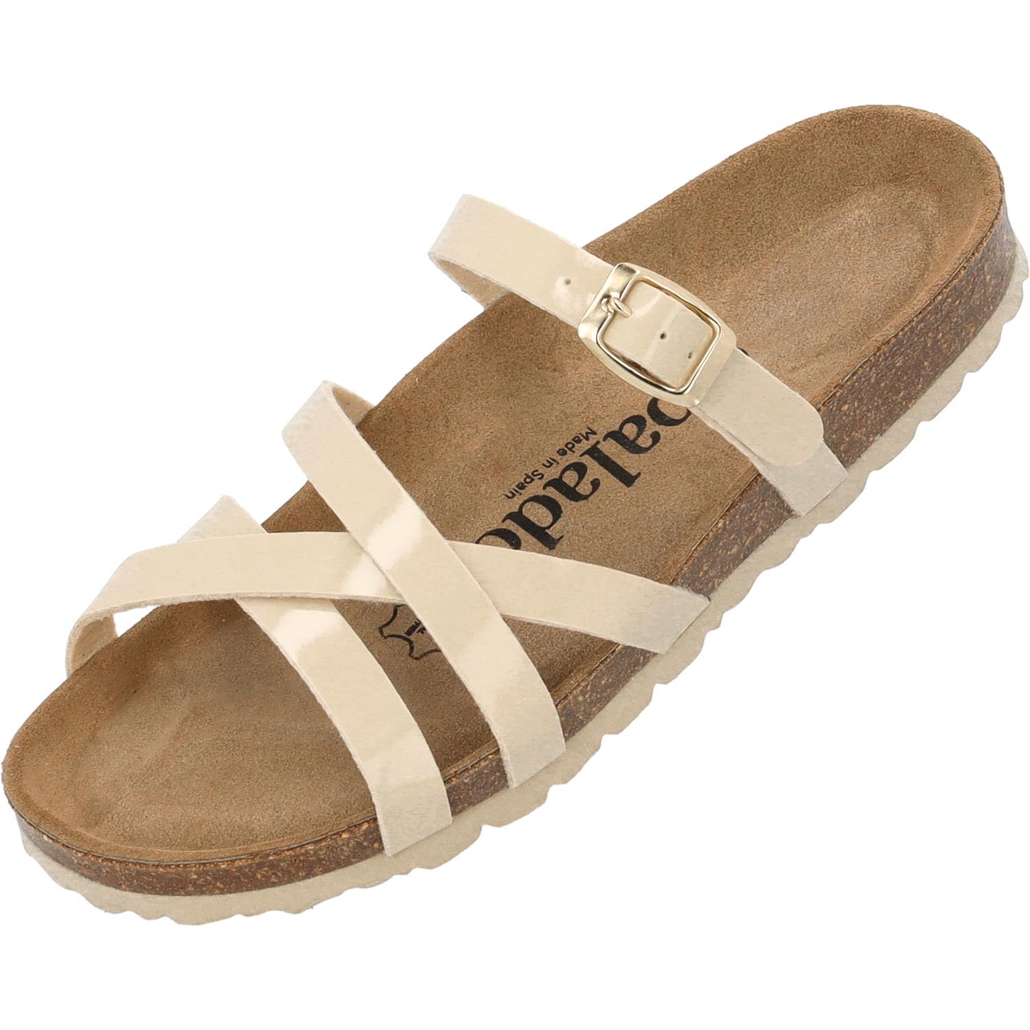 Palado Damen Pantoletten Cruisi - Sandalen Made in Spain - Hausschuhe mit Kork-Fußbett - modische Sommerschuhe
