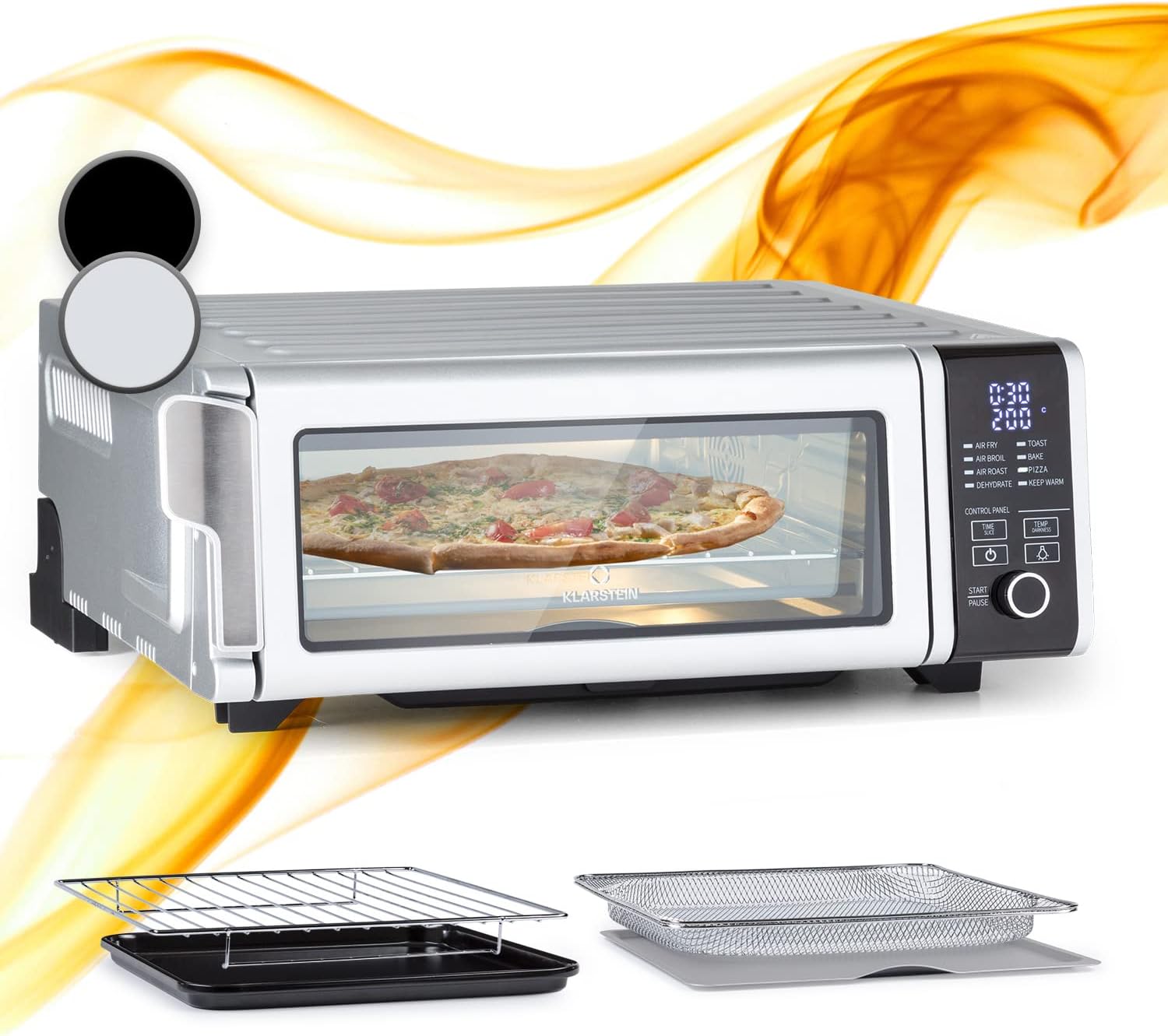 Klarstein Compact Air Fryer Oven, Fast Heating 1700W Hot Air Fryers for