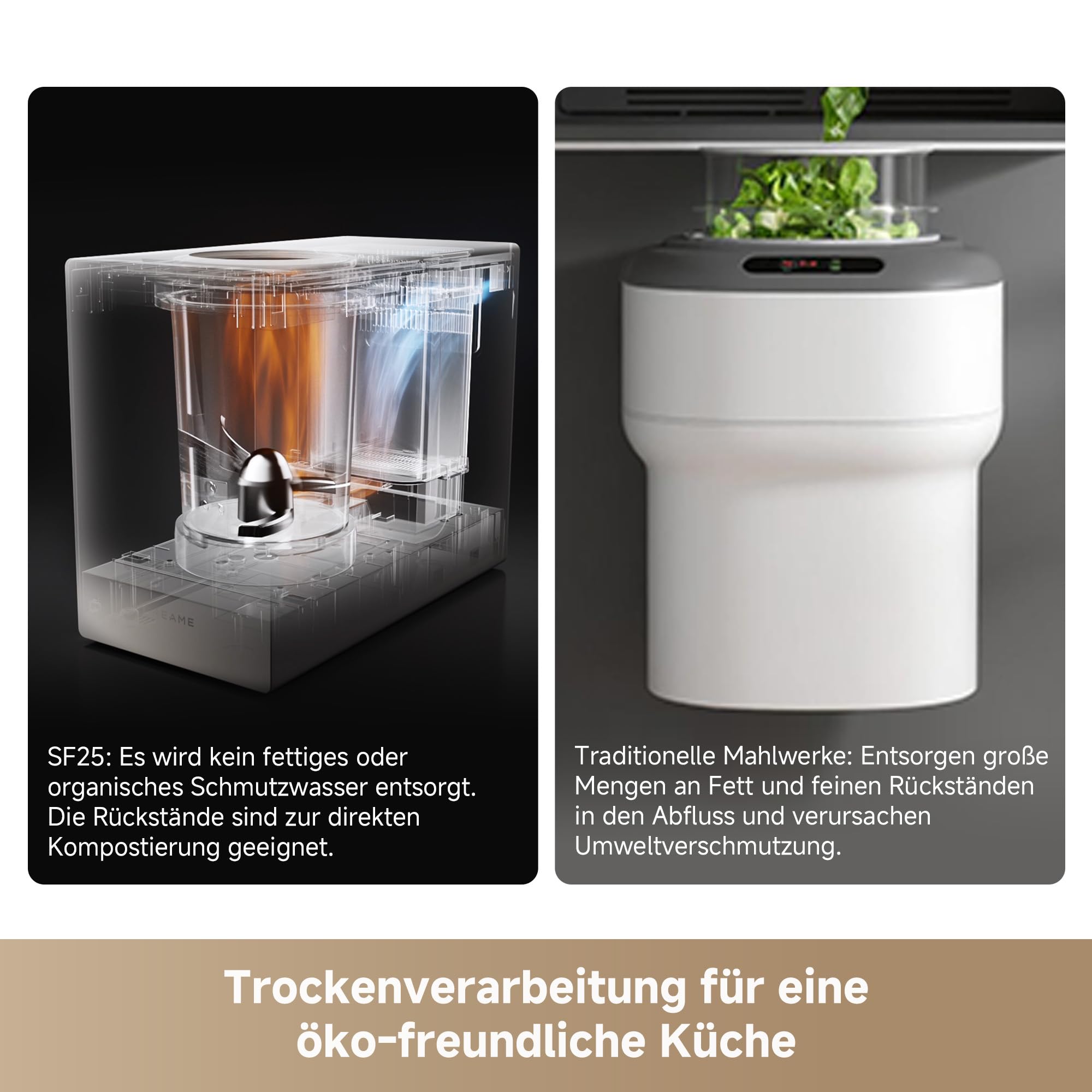 DREAME SF25 – Speise-Entsorger, Trion- Dreiklingensystem, Kohlefilter, Geruchssteuerung, 2,5 l-Volumen, Selbstreinigend bei Hochtemperatur, Kompaktdesign, leises 27 dB(A-Design, Sicherheitssperre
