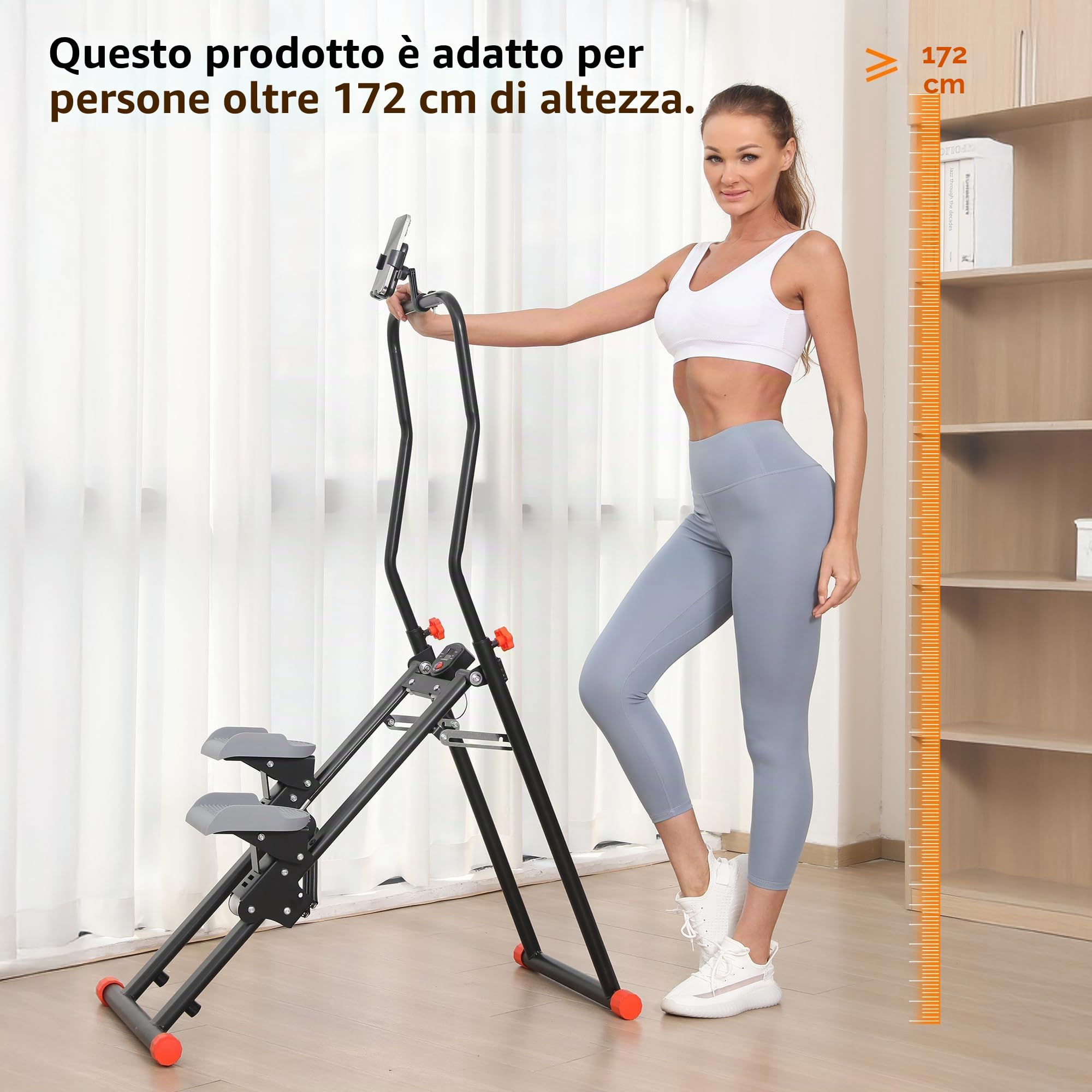 RYGEO, mini stepper pieghevole con scala verticale, macchina per esercizi a casa per addominali, glutei e gambe, cardio con resistenza regolabile