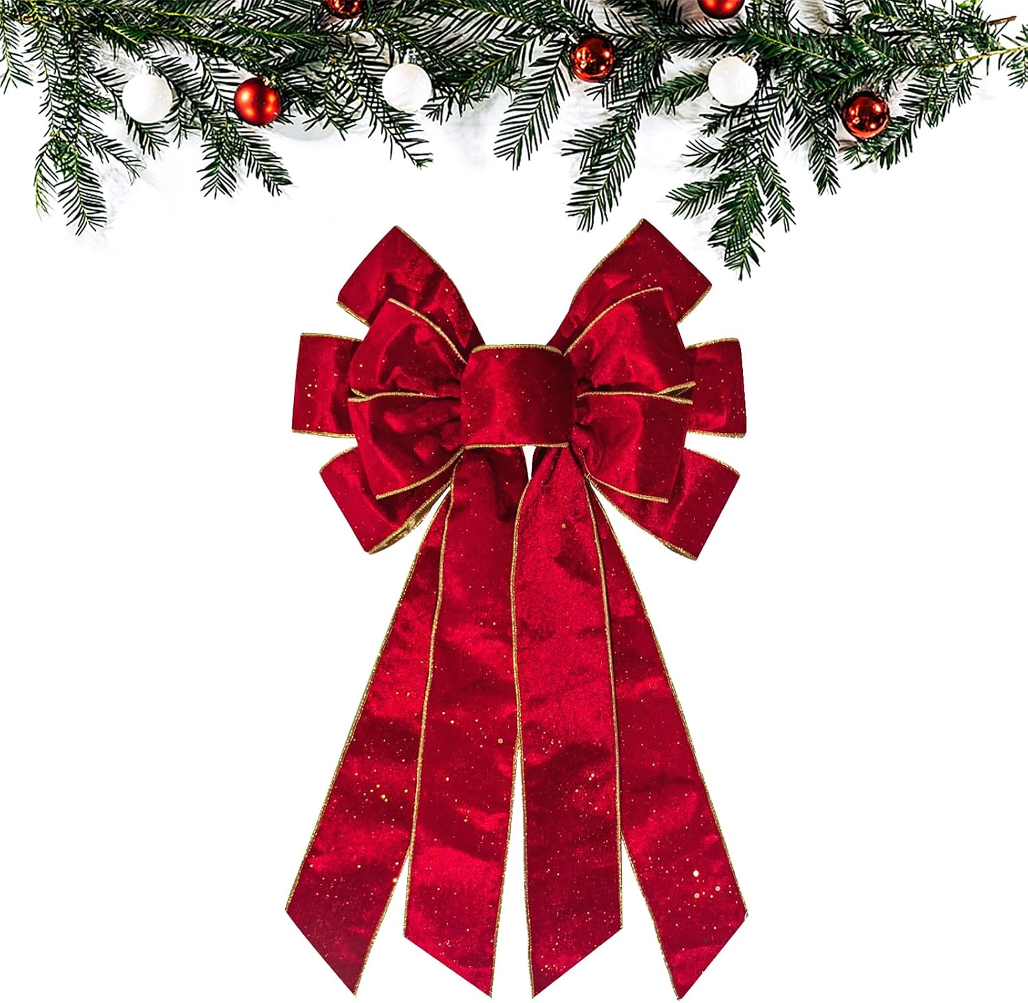 ABTOLS Large Christmas Bow for Wreath, Blue Velvet Wreath Bows for Front Door, Blue Glitter Decorative Wreath Bow Vintage Wreath Bows Christmas Bows for Indoor Outdoor Xmas Decorations