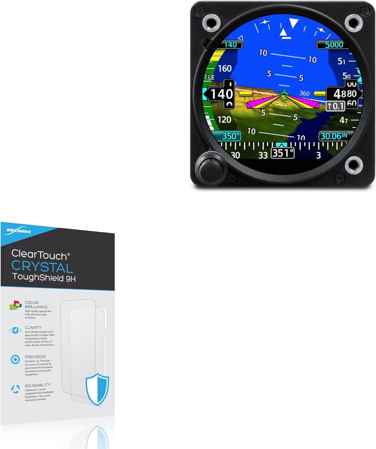 BoxWave Screen Protector Compatible with Garmin GI 275 - ClearTouch Crystal ToughShield 9H (2-Pack), Clear 9H Tough Flexible Film Screen Protector