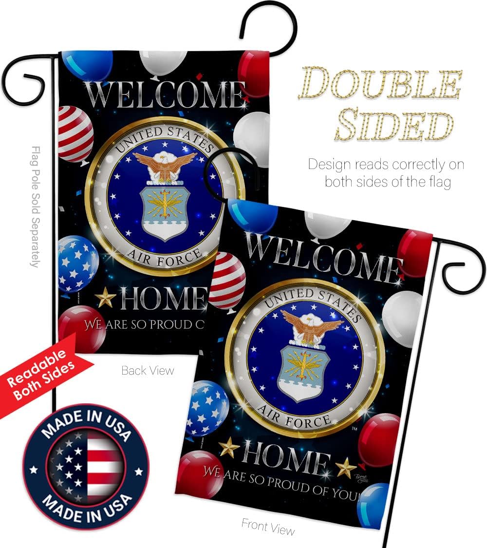 Welcome Home Air Force Garden Flag - Armed Forces USAF United State American Military Veteran Retire Official - House Decoration Banner Small Yard Gift Double-Sided Made in USA 13 X 18.5 - Image 3