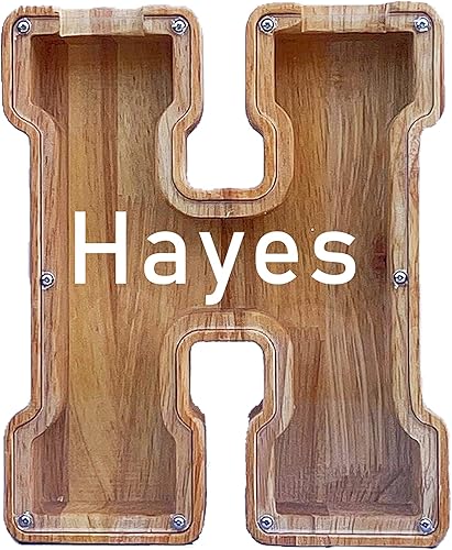 Miniatura 5 de Alcancía grande para niños y niñas, alcancía de madera personalizada con diseño recortado, bancos de monedas de letras del alfabeto, caja de ahorro