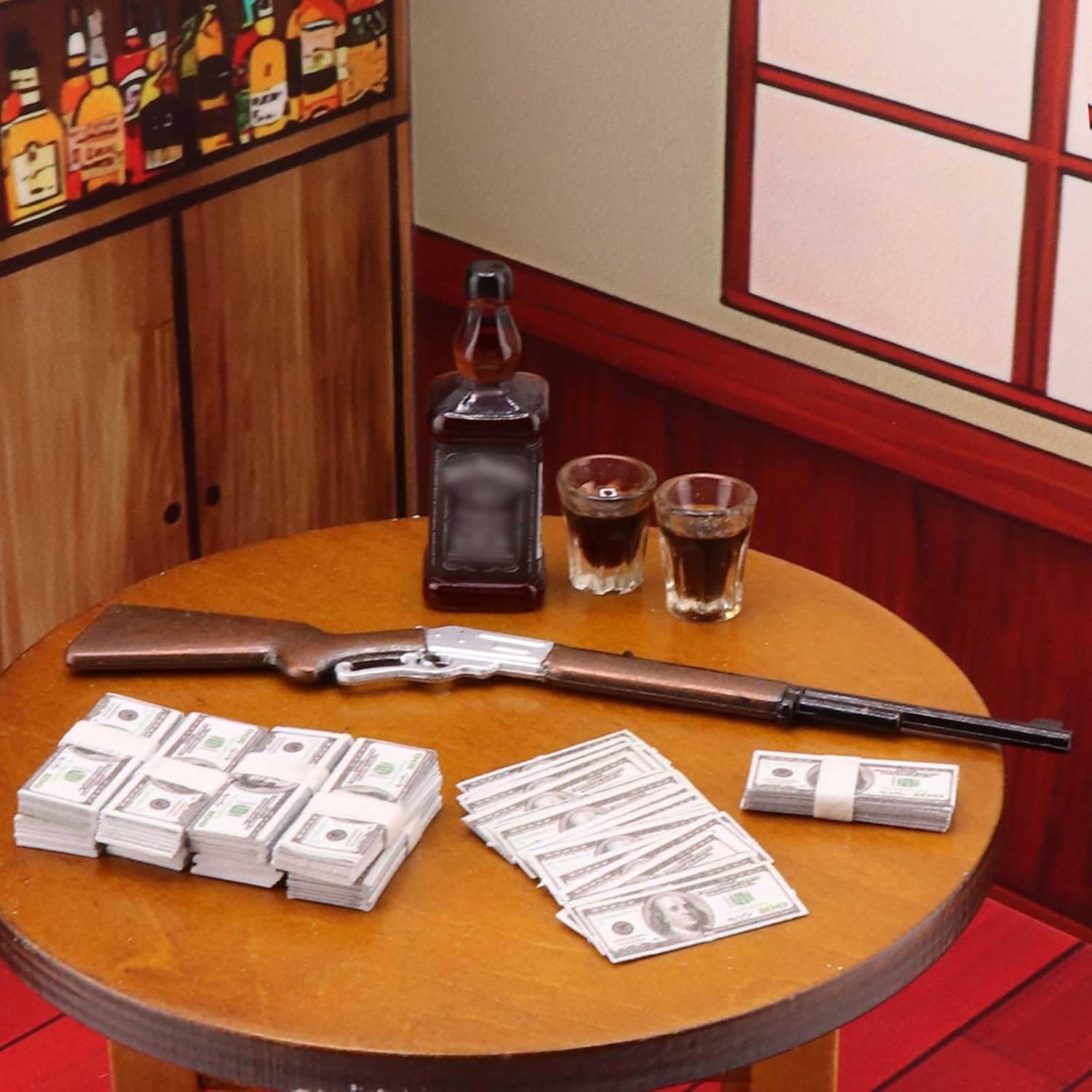 1 Set Miniature Things 1/12 Scale Dollhouse Accessories Miniature Money Mini Gun Mini Wine Bottle Model for Tiny Doll House Accessories,Action Figure Props,DIY Craft Projects.Tiny Collectibles