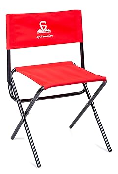 GREENLANDS Foldable Camping Chair - Mild Steel Red, Portable Lightweight Folding Chair for Camping, Travel, Picnic & Outdoor Activities, Supports 100 KG