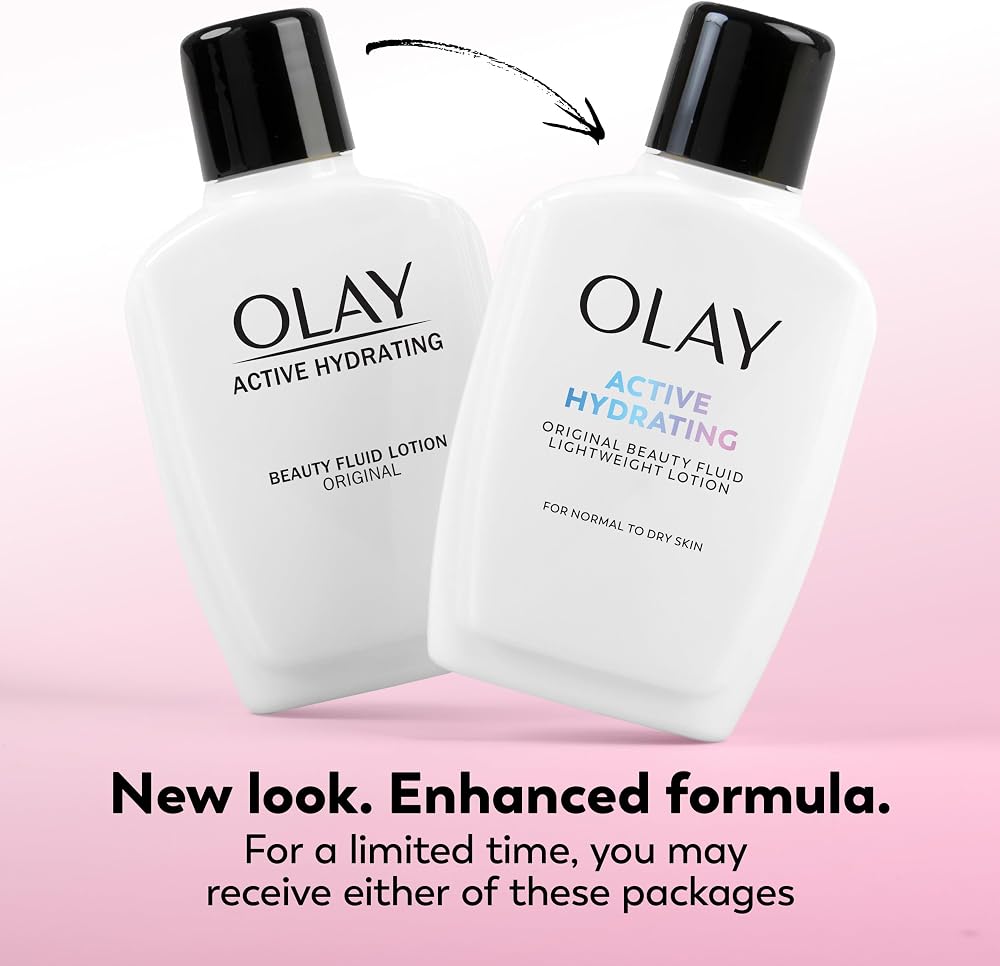 Olay Face Moisturizer, Active Hydrating Beauty Fluid Lotion, Original Facial Moisturizer, 4 Oz. (Pack of 2)