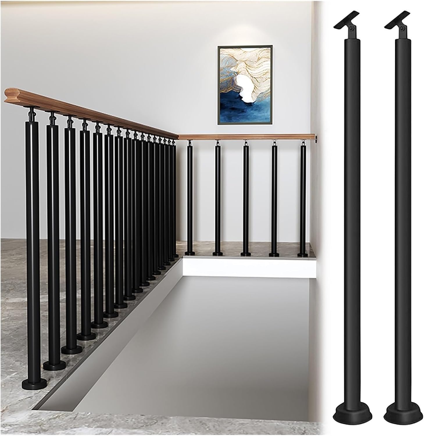 Garde-corps de balcon au sol en métal noir pour sécuriser votre porche