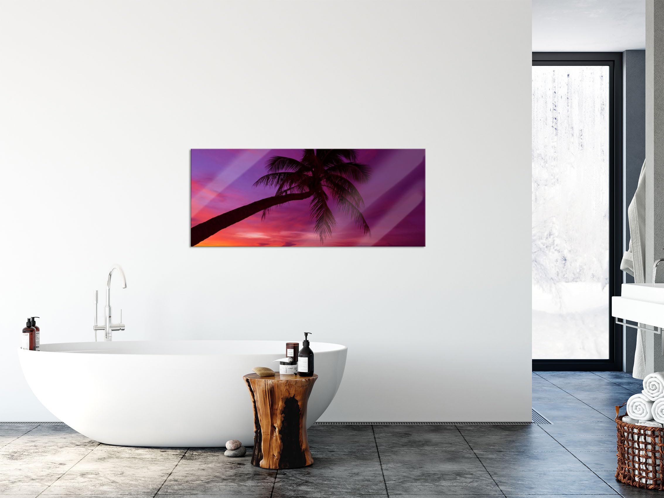 Impression sur verre Image tableaux 125x50 Paysage Mer Plage Palmier
