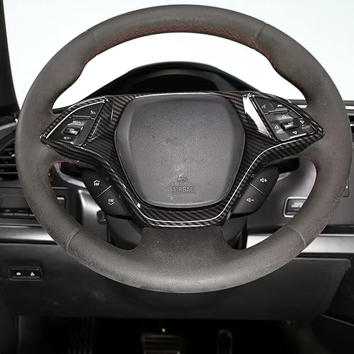 Miniatura 5 de Funda para volante de automóvil, accesorios compatibles con Chevrolet Corvette C7 2014-2019, aspecto de fibra de carbono, accesorios para volante
