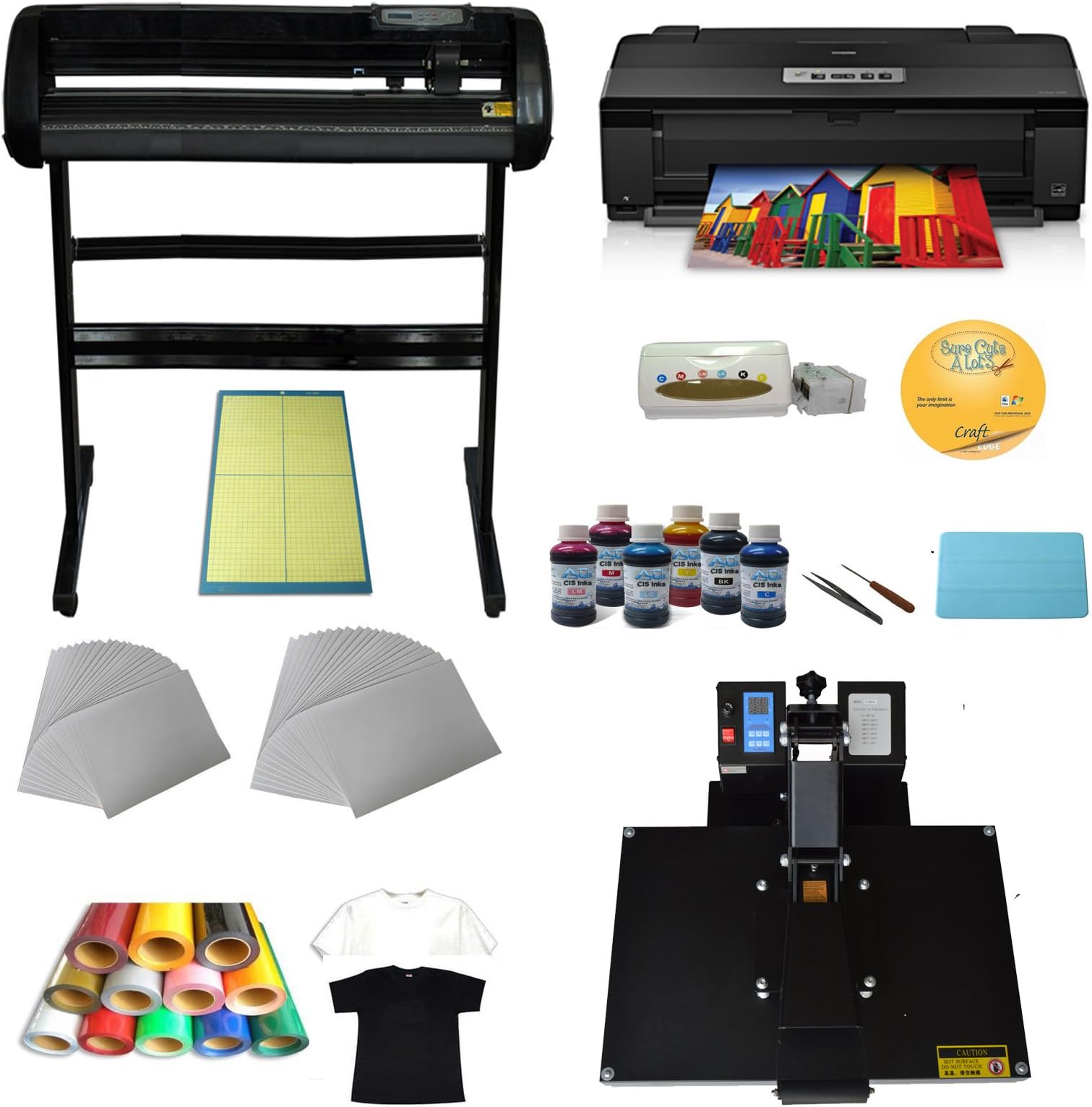 34"Cutter plotter Heat Transfer Press A3 Printer Ink Paper T-shirt Start-up KIT