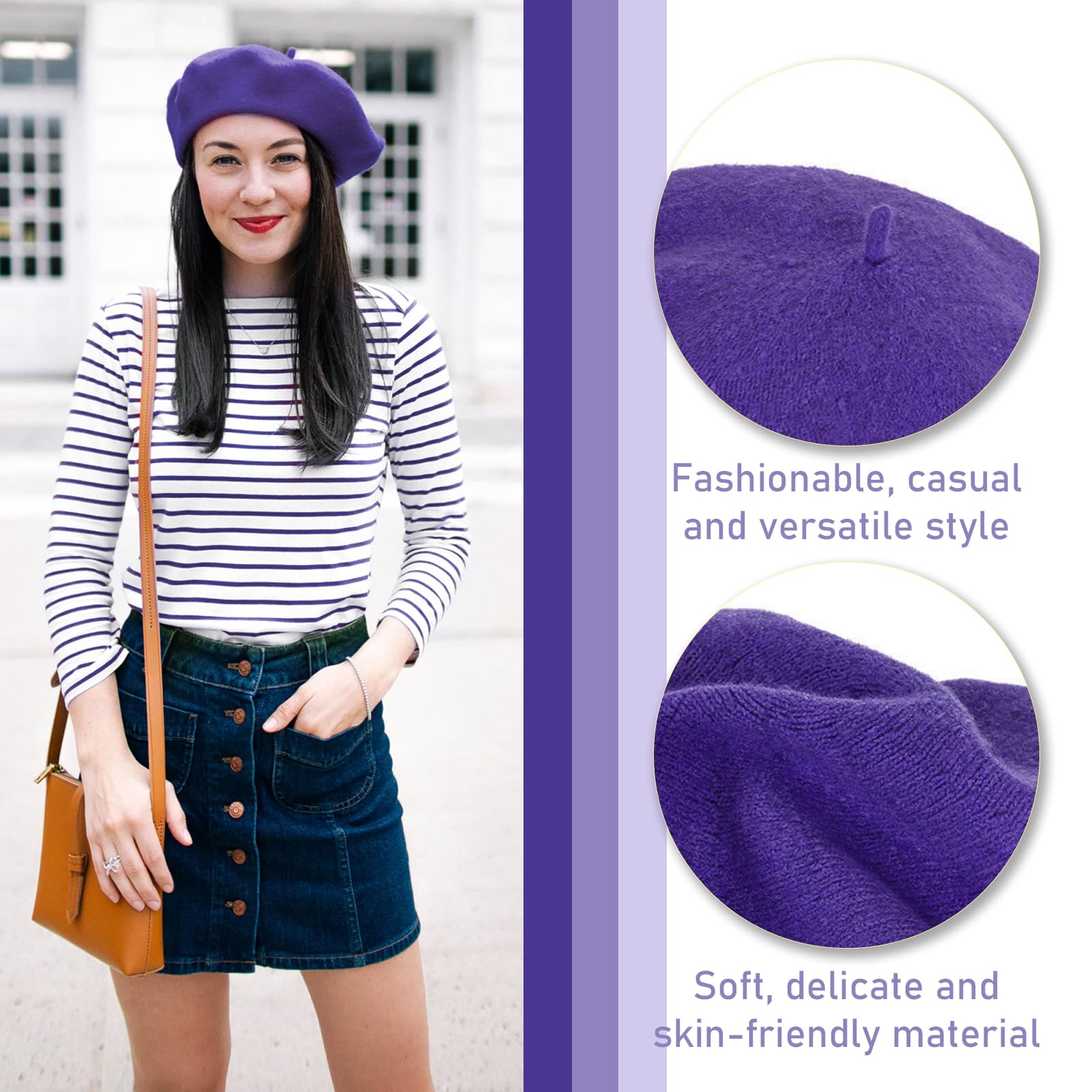 JSTHHTT 3 Piezas Boina Clásica Francesa, Beret de Lana para Mujer y Niña, Sombrero de Pintor Elegante y Vintage para Invierno