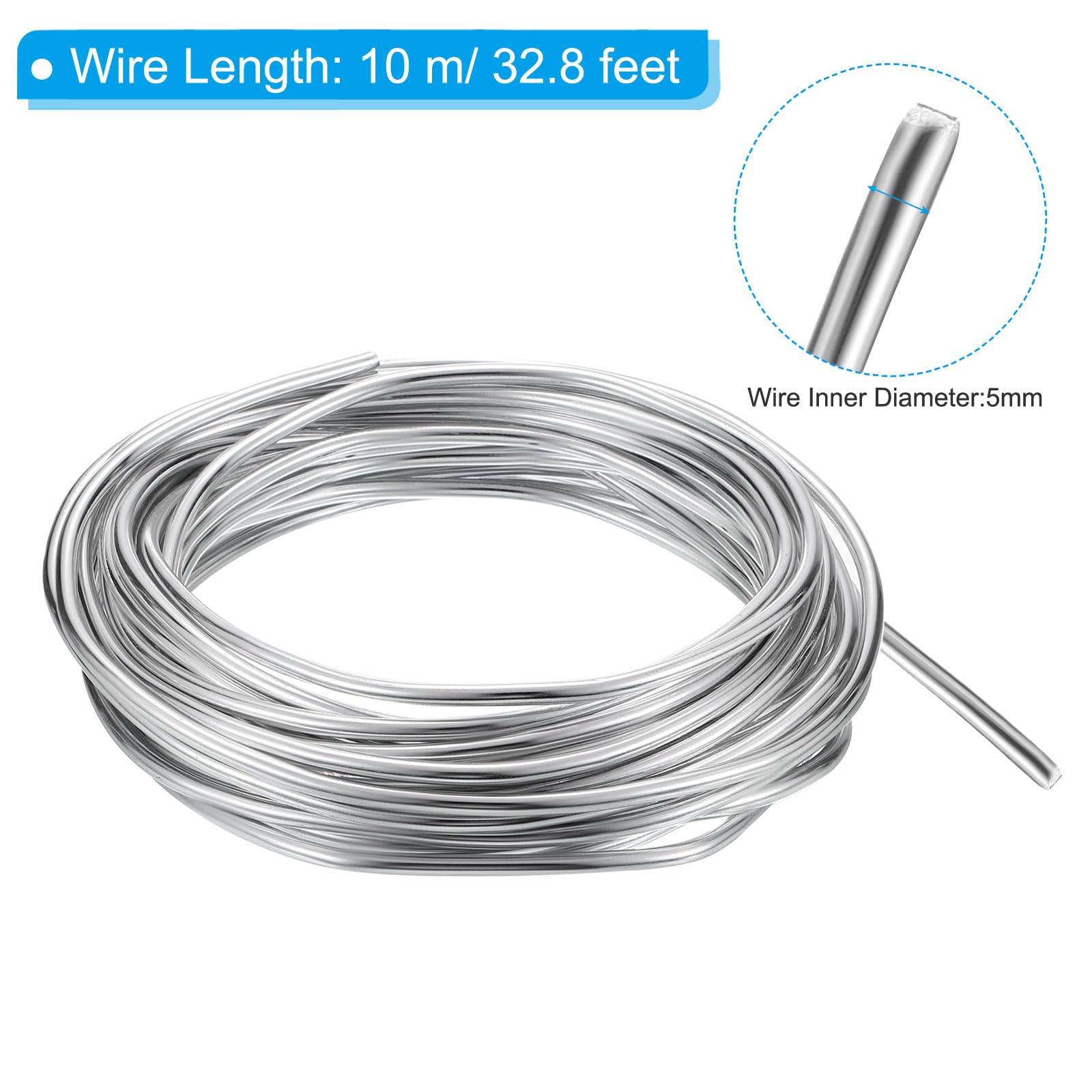 PATIKIL 5mm Bonsai Training Wire, 1 Roll Floral Wire Stems Anodized Aluminum Tree Wire 32.8 Feet Total for Gardening Branch Fixing, Silver