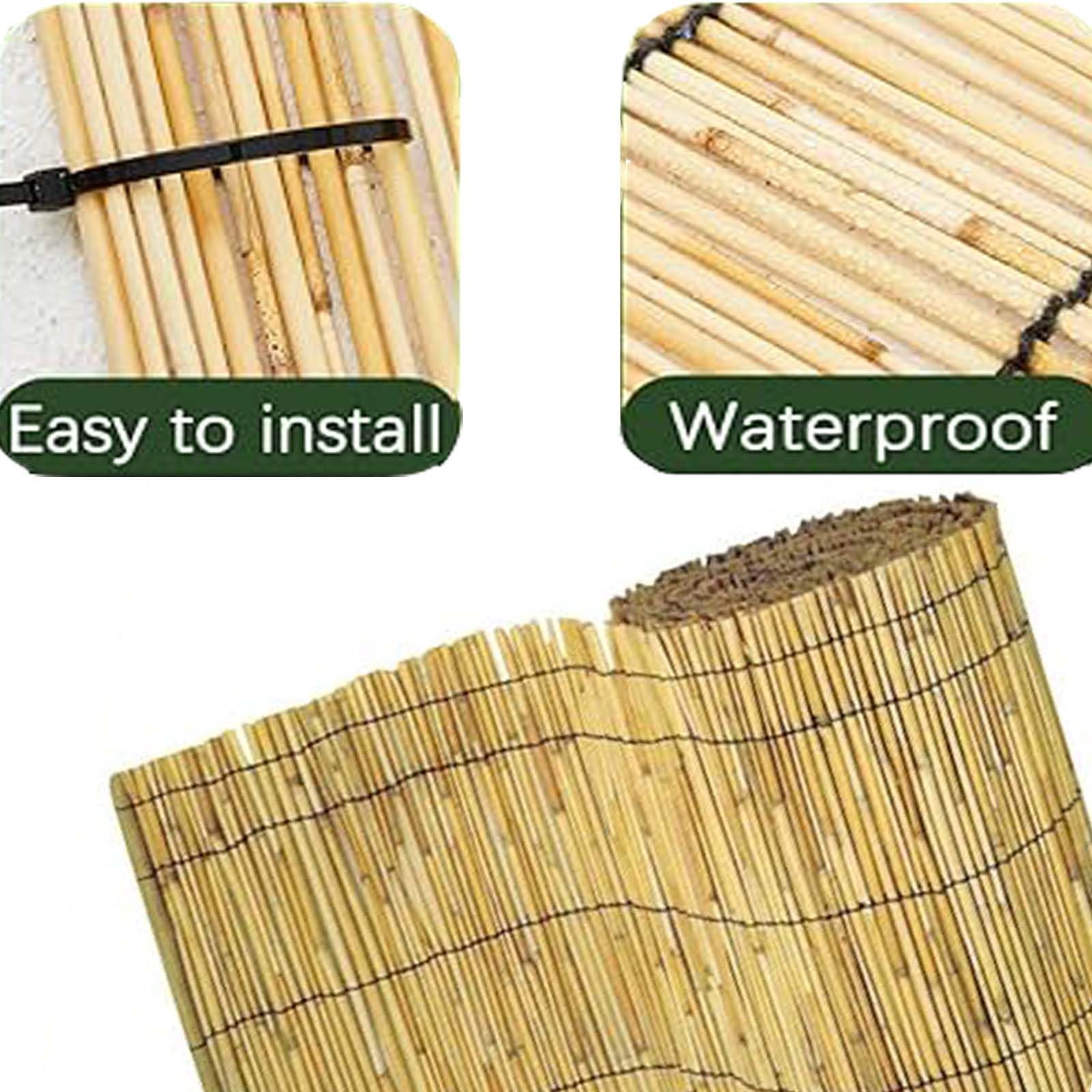 Recinzione in bambù naturale resistente alle intemperie, pannelli decorativi per giardini, terrazze, cortili, piscine, copertura traspirante con blocco antivento (H150 x L300 cm)