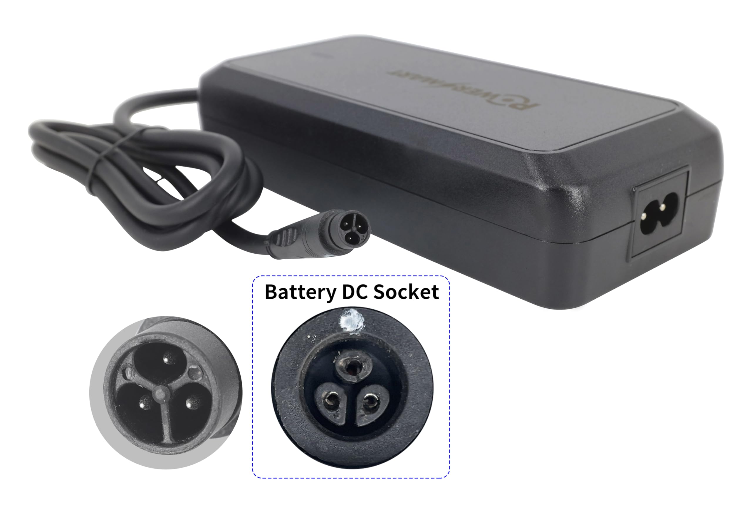 PowerSmart Chargeur 42 V 4 A pour Batteries Lithium-ION 36 V, Compatible avec Le vélo électrique FEU Vert E-Rox (Batterie 36 V IMP 3 Broches)