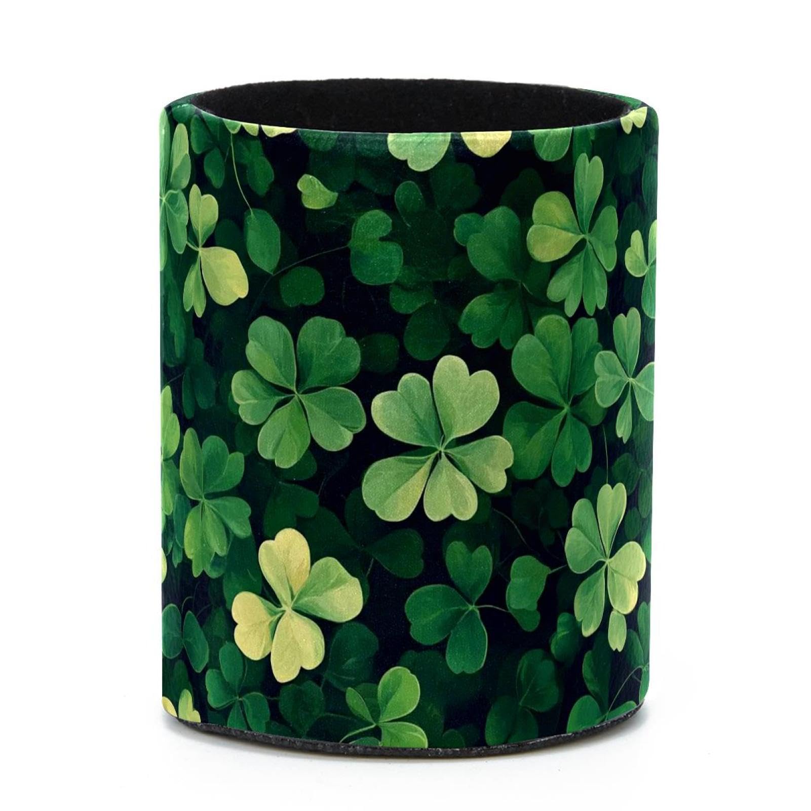 VAPOKF Round Pencil Holders for Desk, Green Clover Pen Holders Pen Pot Makeup Brushes Storage Desktop Stationery Supplies Organiser for Home Office