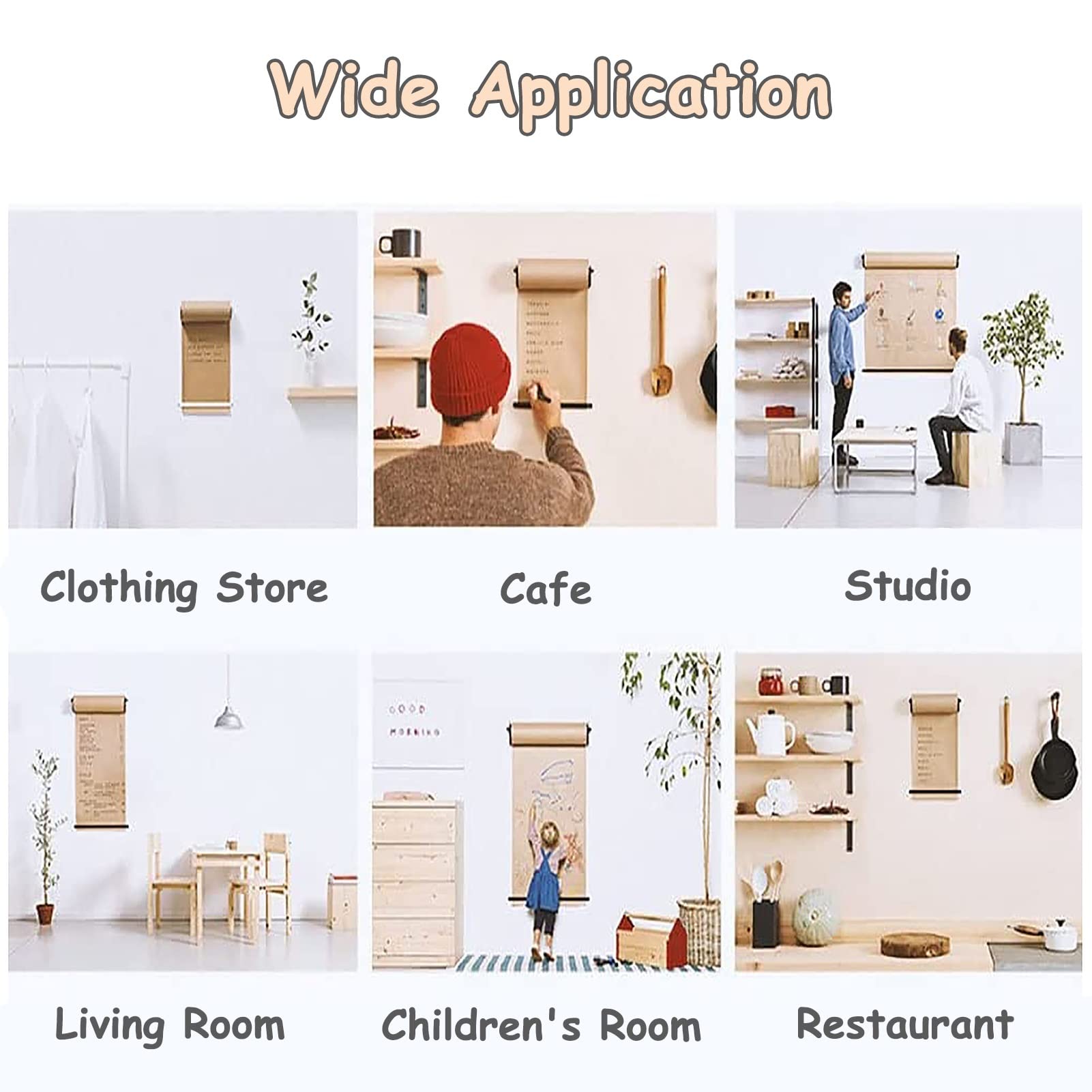 Dispensador y Cortador de Rollos de Papel Kraft ecológico, para Montaje en Pared, Ideal para Cocina, Estilo rústico o decoración de Pared. Soporte para Rollos de Papel con Estante de almacen