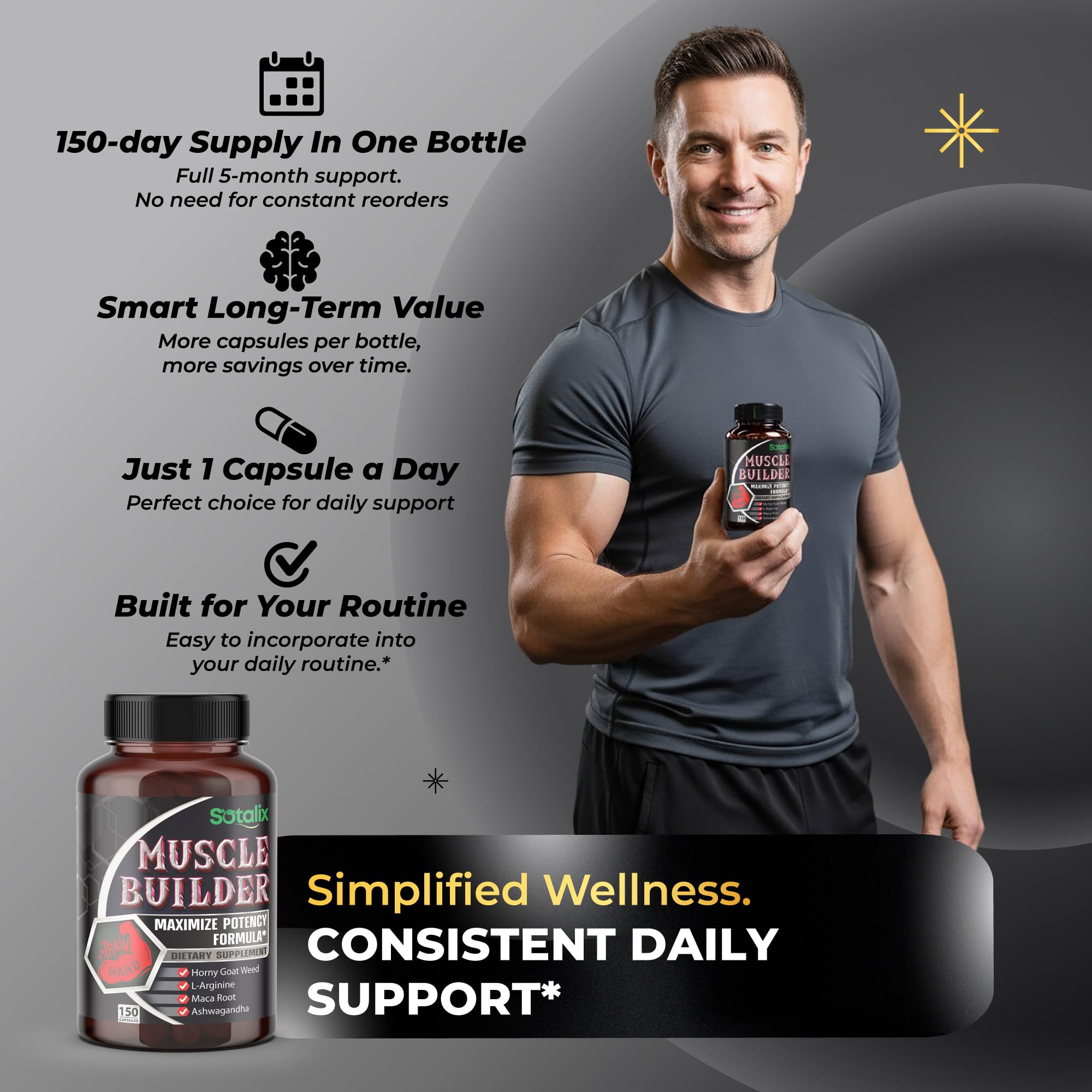 Sotalix Ultra Muscle Builder 7-in-1 with Horny Goat Weed, 150 Capsules — Amazon image 6