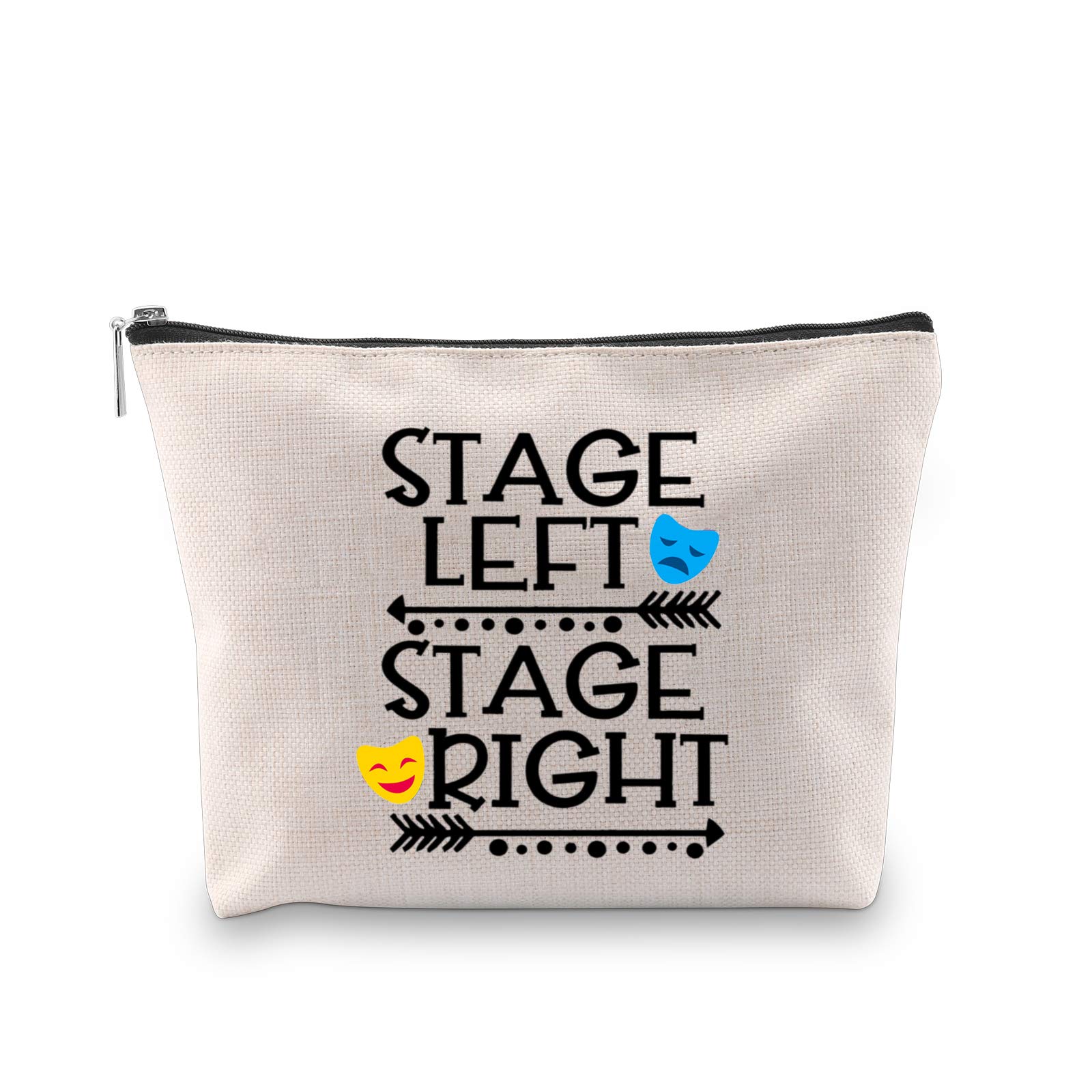 Funny Theater Lover Cosmetic Bag with Comedy Tragedy Masks Drama Major Gift, STAGE RIGHT Bag
