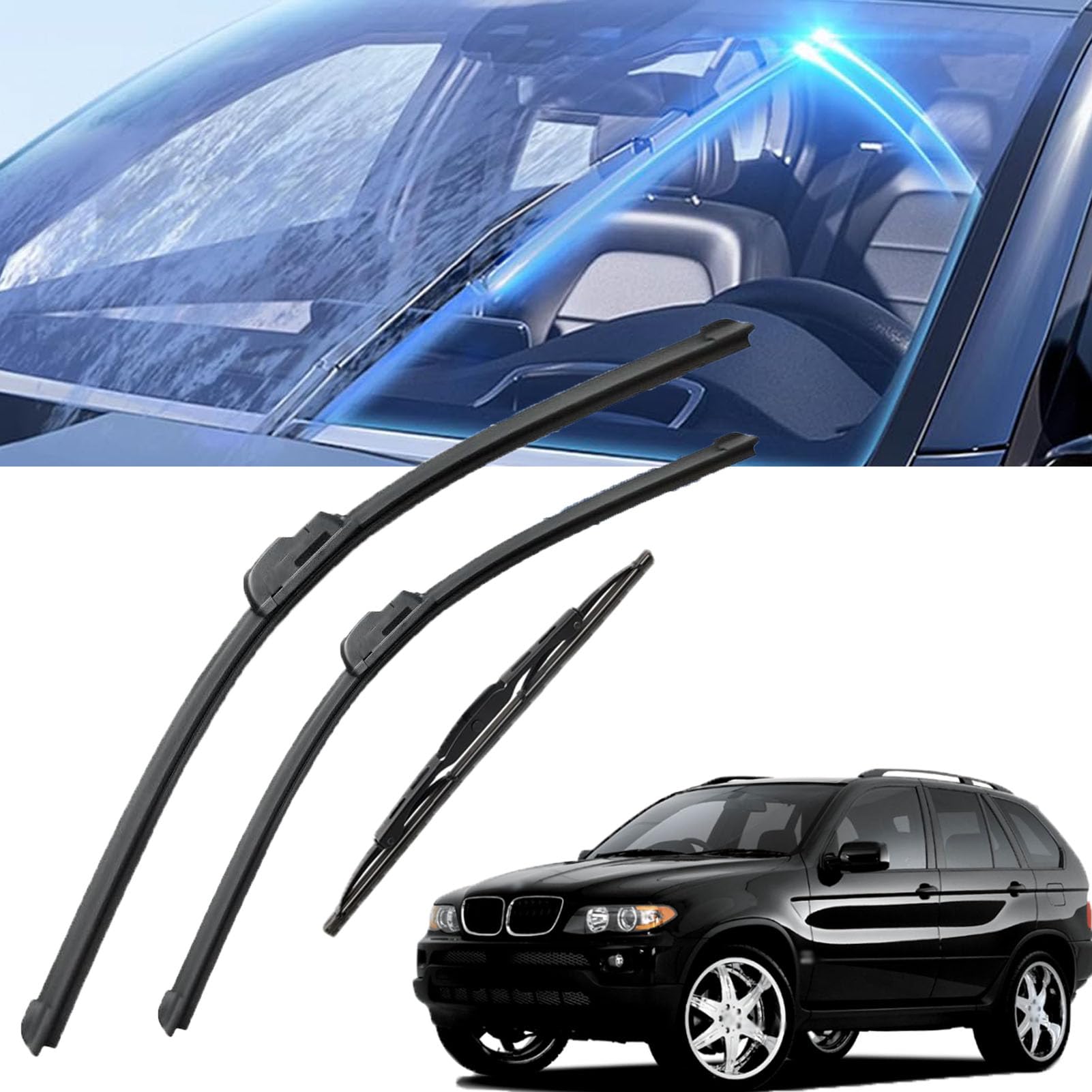Wiper Blades fit BMW X5 (E53) 1999-2006|HQ Windscreen Wipers Front Rear
