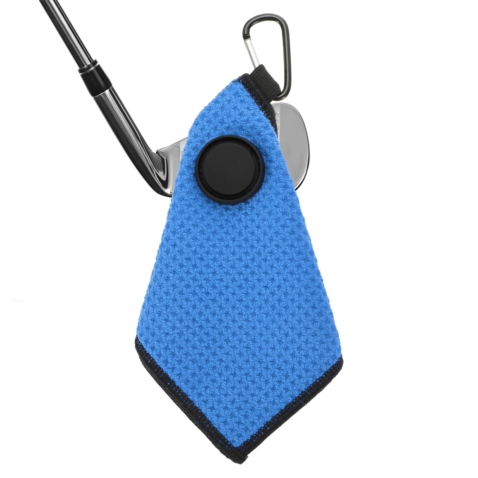 PATIKIL 6"x6" Magnetic Golf Towel with Wire Cleaning Cloth, Microfiber Waffle Pattern Towels with Magnet and Clip for Golf Carts Clubs Golfing Gear, Blue/Black