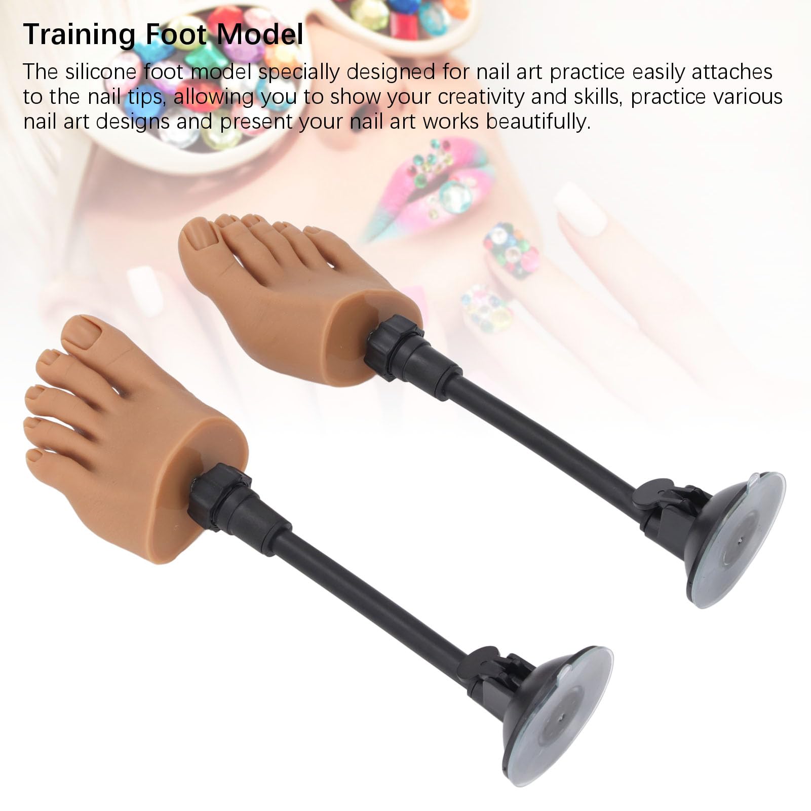 Para Silikonowego Modelu Stopy, Silikonowy Manekin do Manicure ze Stojakiem, Separator Palców, ćwiczący Fałszywy Model Treningowy Stóp do Wyświetlania Porad do Pedicure Paznokci