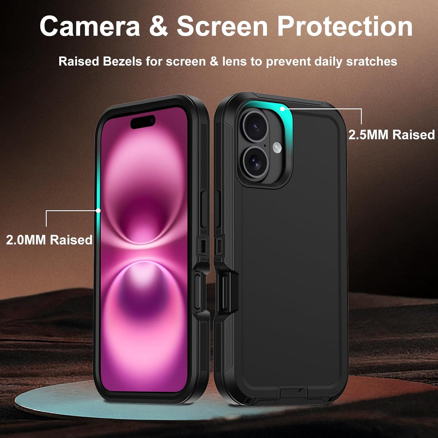 for iPhone 16 Plus Case, Military Grade Shockproof Phone Case with Kickstand & Belt Clip Holster | Screen Protector,360 Full Body Tough Bumper Heavy Duty Protective Cover 6.7” (Black)