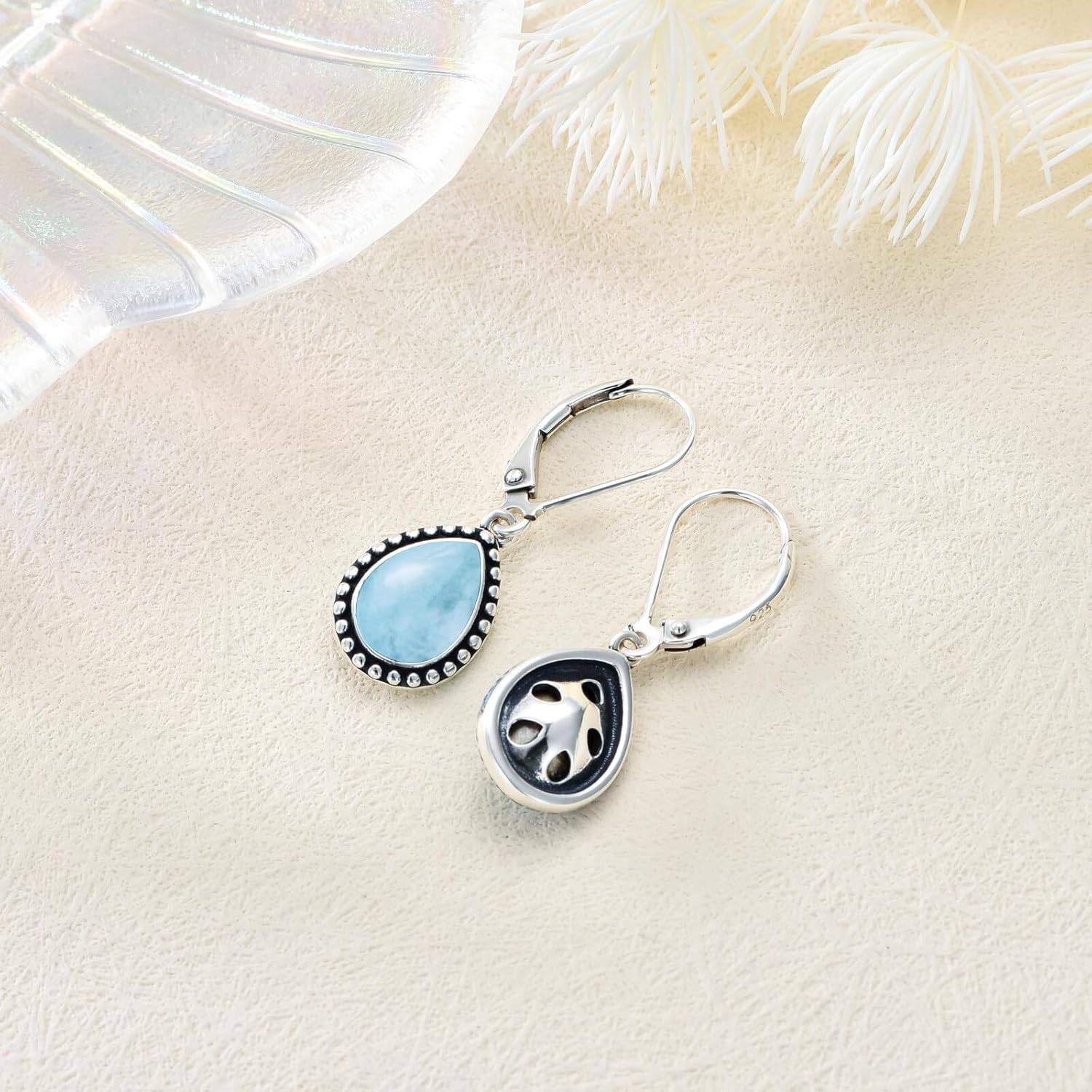 925 Sterling Silver Vintage Teardrop Dangle Drop Leverback Earrings for Women Hypoallergenic
