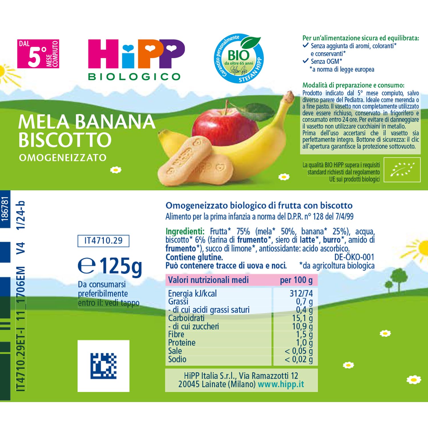 HiPP - Omogeneizzato Di Frutta, Gusto, 24 Vasetti Da 125 G, Mela, Banana E Biscotto, 3000 Grammo - 2