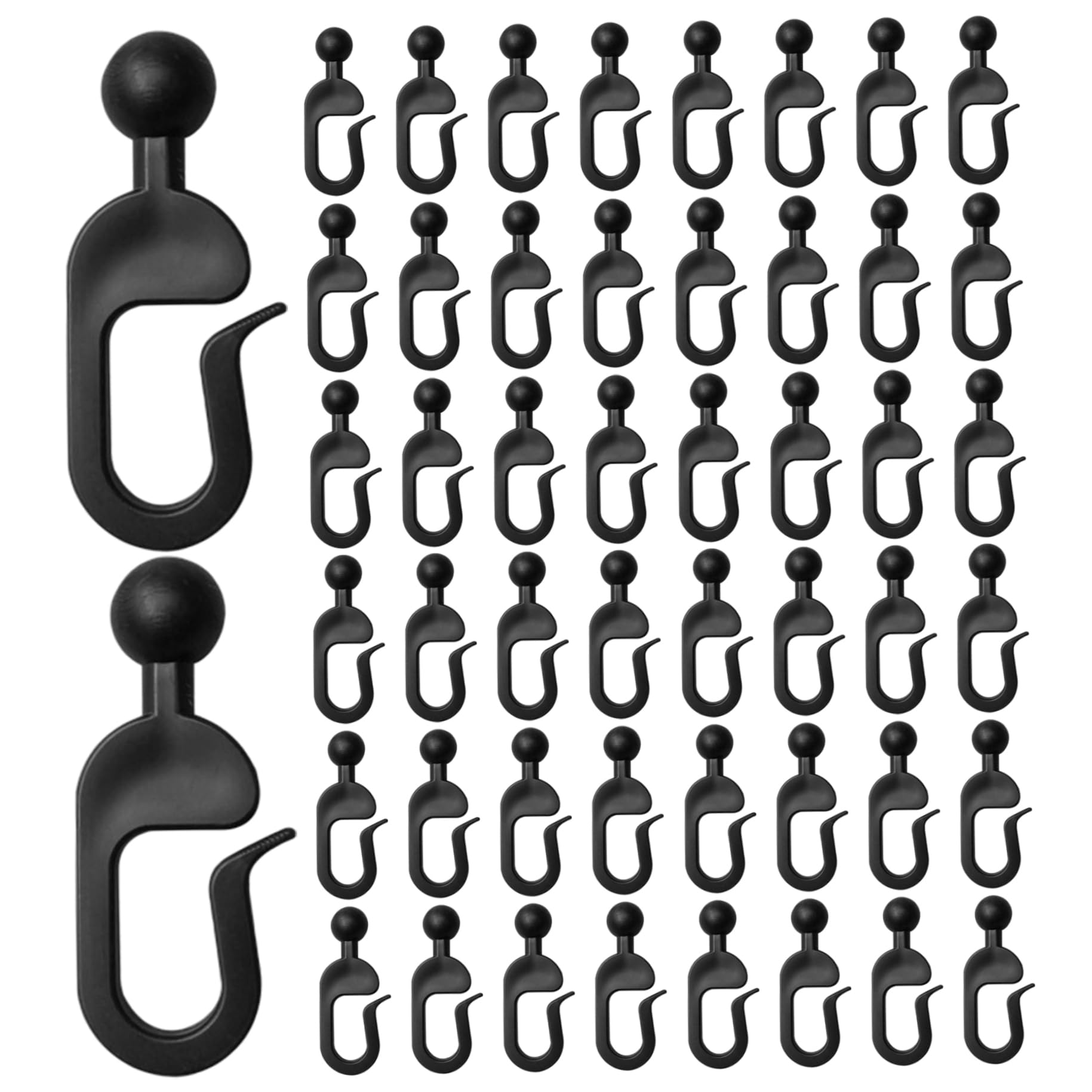 Ganchos de cortina de cenador negros juego de 50 piezas de plastico resistente para toldos de jardin
