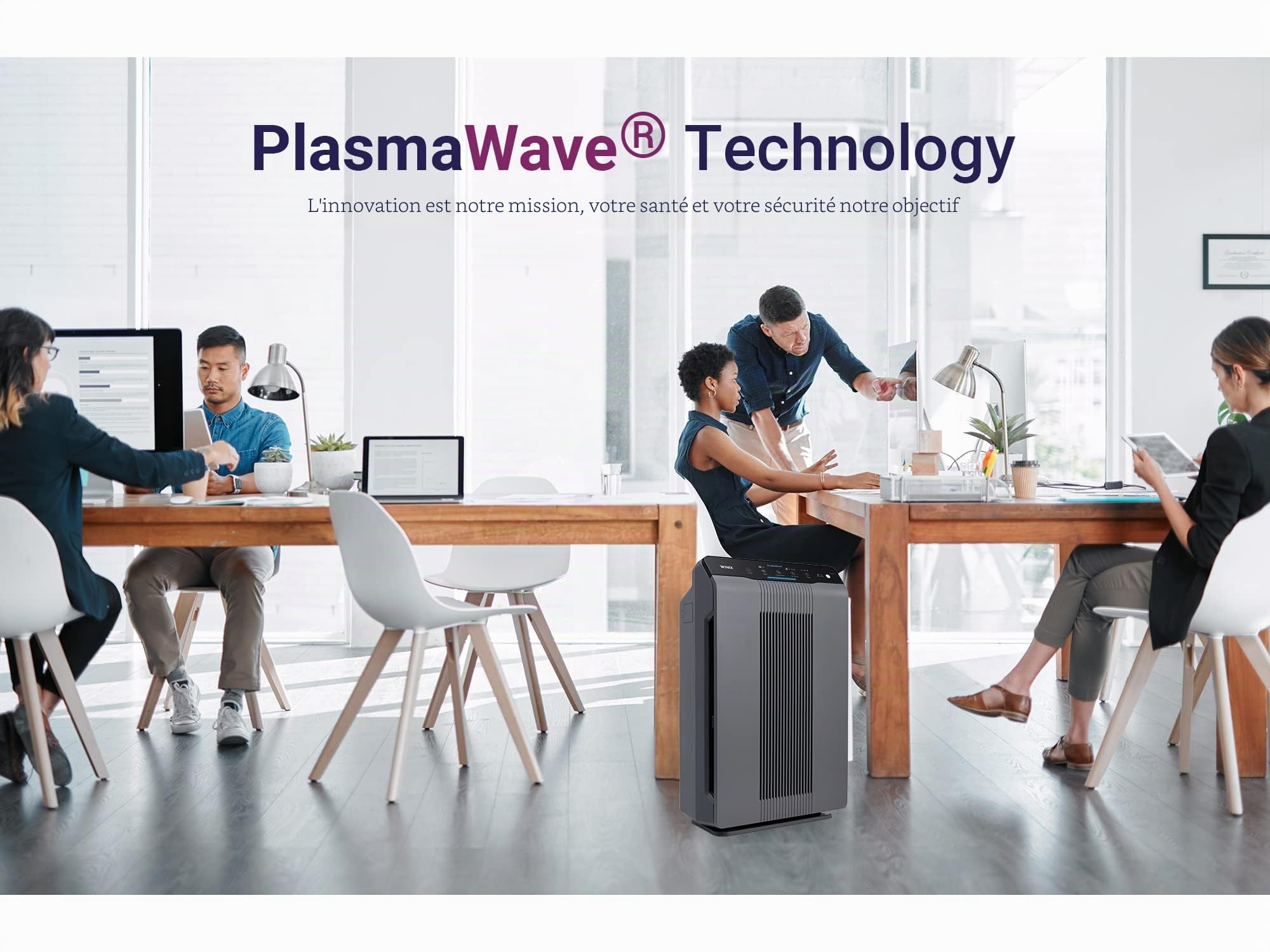 WINIX Purificateur d'Air 5300-2 HEPA & Charbon Actif, jusqu'à 99m², CADR 390m³/h, Élimine Allergies Pollen PM2.5, Capteur Qualité Air Intelligent, Mode Auto, Silencieux 27dB, Gris