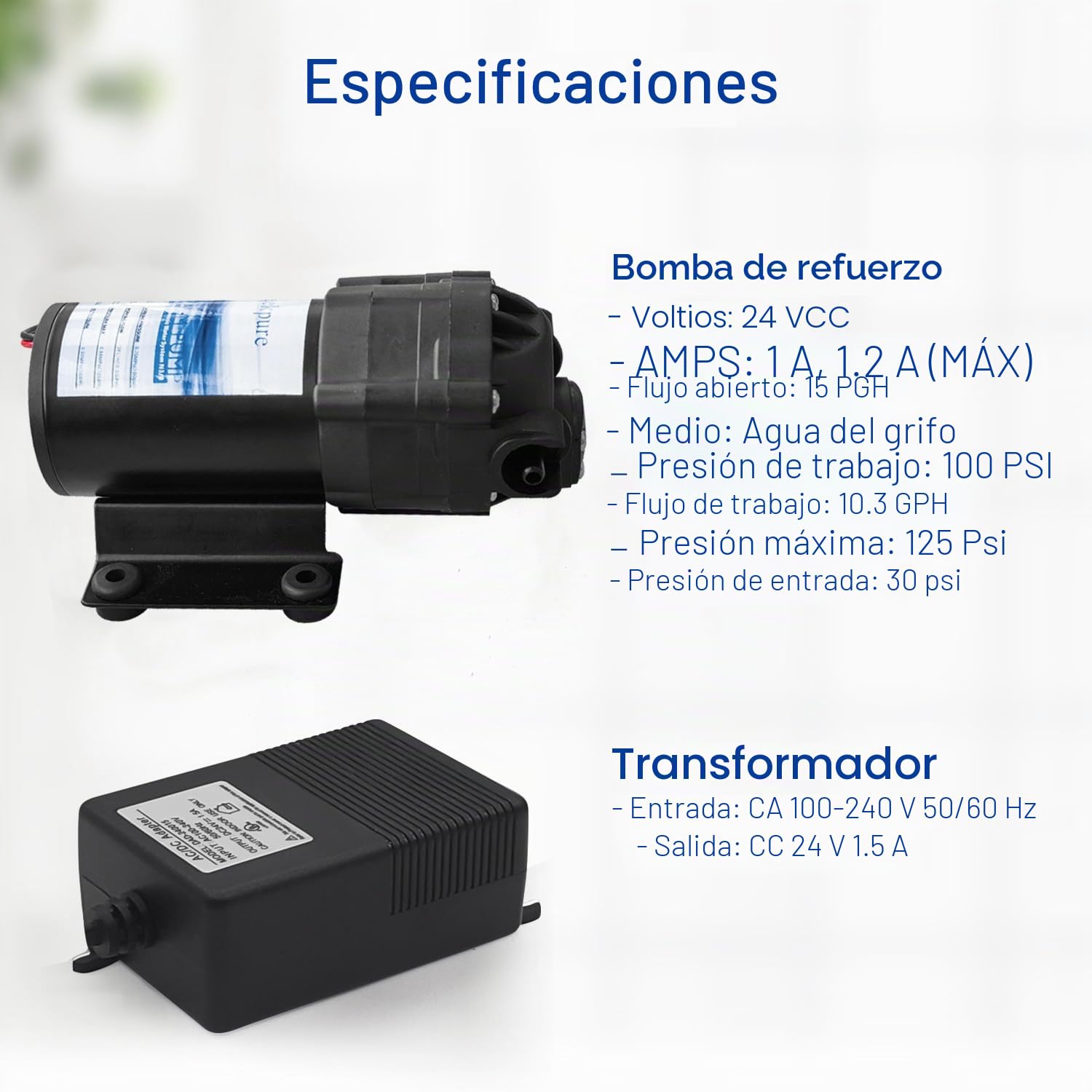 Geekpure Kit de bomba refuerzo ósmosis inversa con transformador + interruptores de alta y baja presión + accesorios para sistema RO