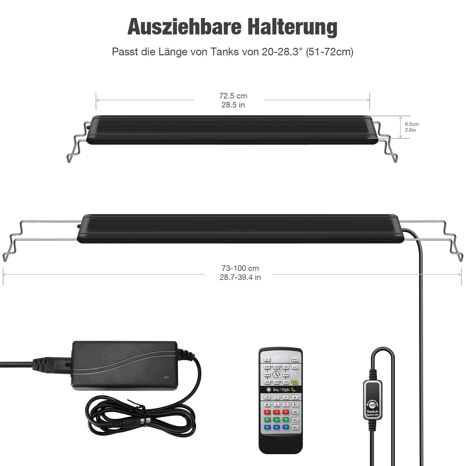 Luce LED Per Acquario IREENUO - Spettro Completo Con Telecomando, Regolabile 51-72cm, 13W, Per Piante