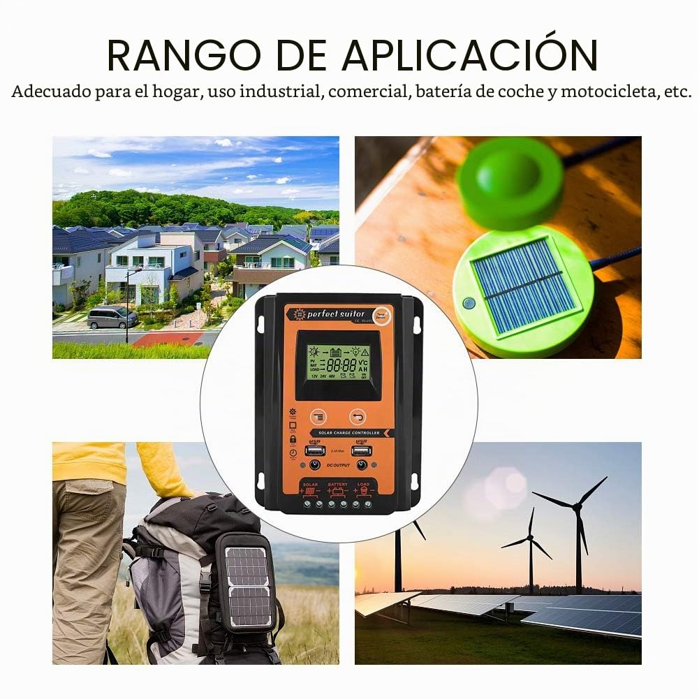 Controlador de carga solar Regulador de batería del panel solar Pantalla LCD dual USB 12V/24V 30A50A MPPT(30A)