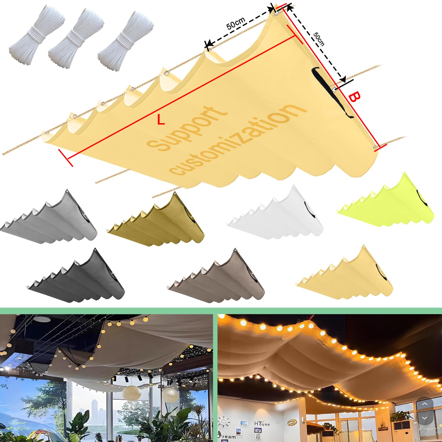 Einziehbar Welle Sonnensegel 100x300cm(BxL) Verstellbar Schattenabdeckung Sonnenschutz Wasserdicht Outdoor Pergola UV-beständig Markise Anwendbar auf Terrasse Garten Beige