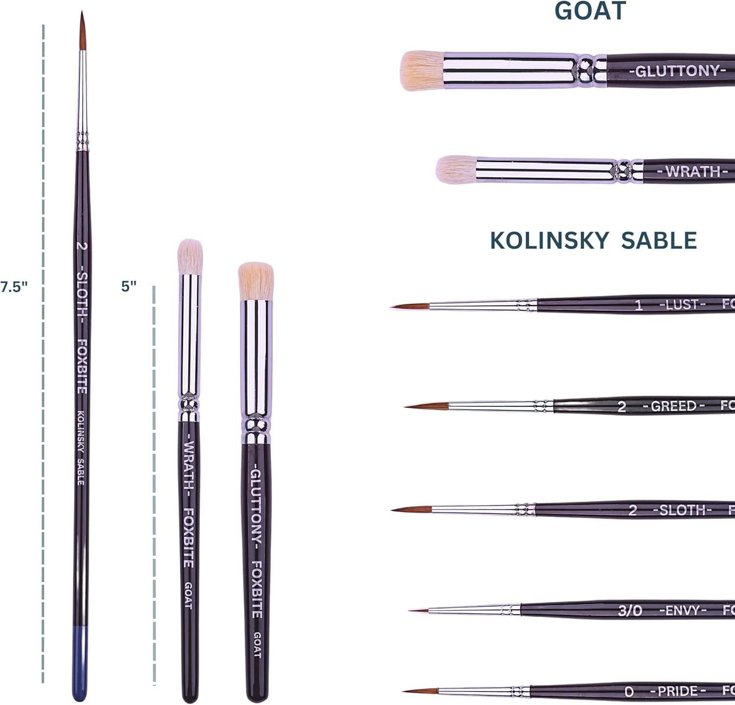FOXBITE Kolinsky Sable Set Brushes for Miniature Painting Modeling Pieces Fine Detail Paint Brush Miniature Painting Kit Mini Paints Acrylic for Warhammer