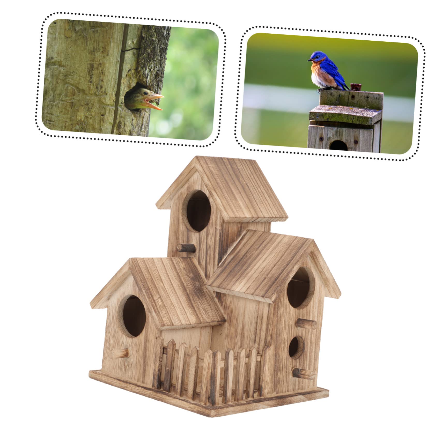 UPKOCH Villa Nido De Pájaro Casita para Pájaros De Exterior Comedero Independiente para Periquitos Nido De Madera para Jardín De Madera Accesorios para Periquitos