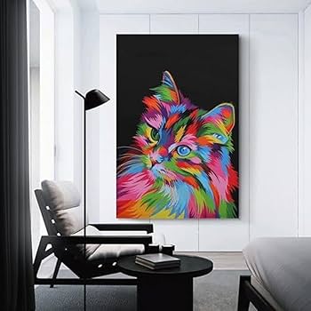Amazon.co.jp: 猫の抽象画素晴らしい絵画 ポスター アートパネル