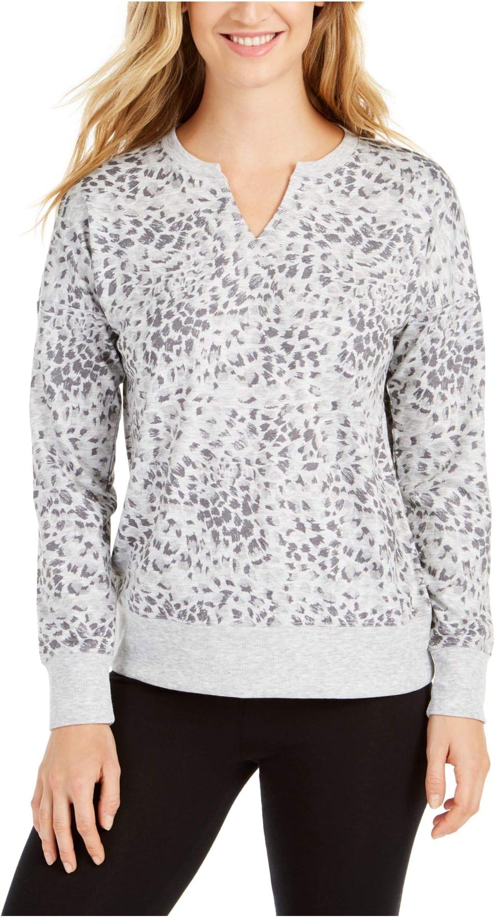 IdeologyWomen's Printed Split-Neck Top