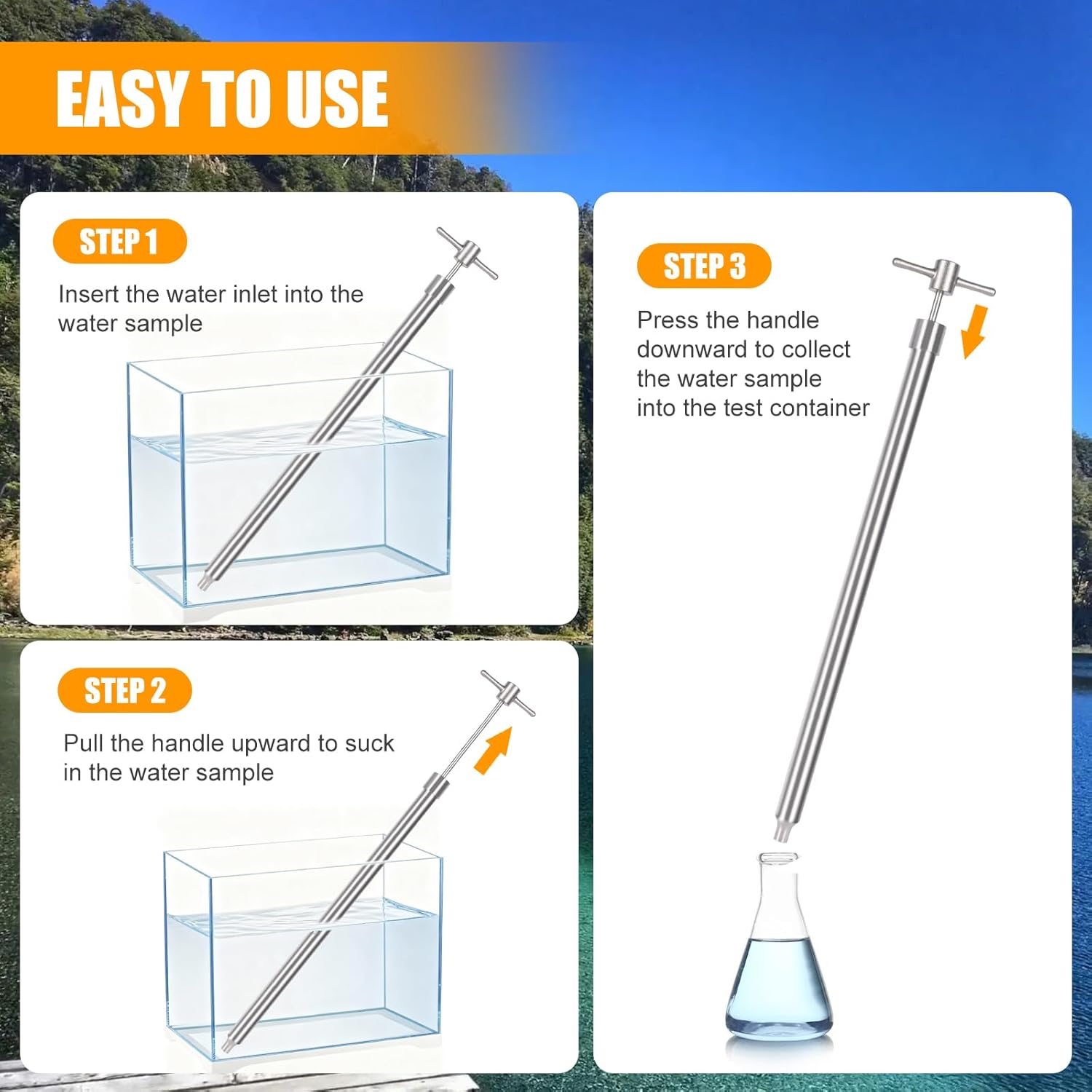 Tksong® Stainless Steel Drum Thief Liquid Sampler, Sampling Probe for Viscous Liquids, Oil,Chemicals from Drums, Tanks & Rail Cars (0.5m/1.6ft)