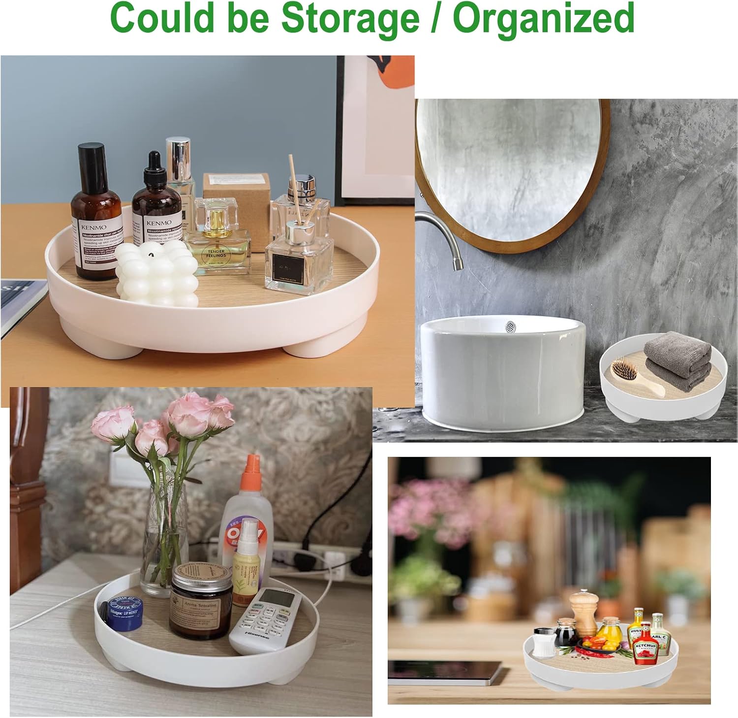 Round Tray, Makeup Perfume Dresser Vanity Organizer Multipurpose Trays for Home Storage And Decor.